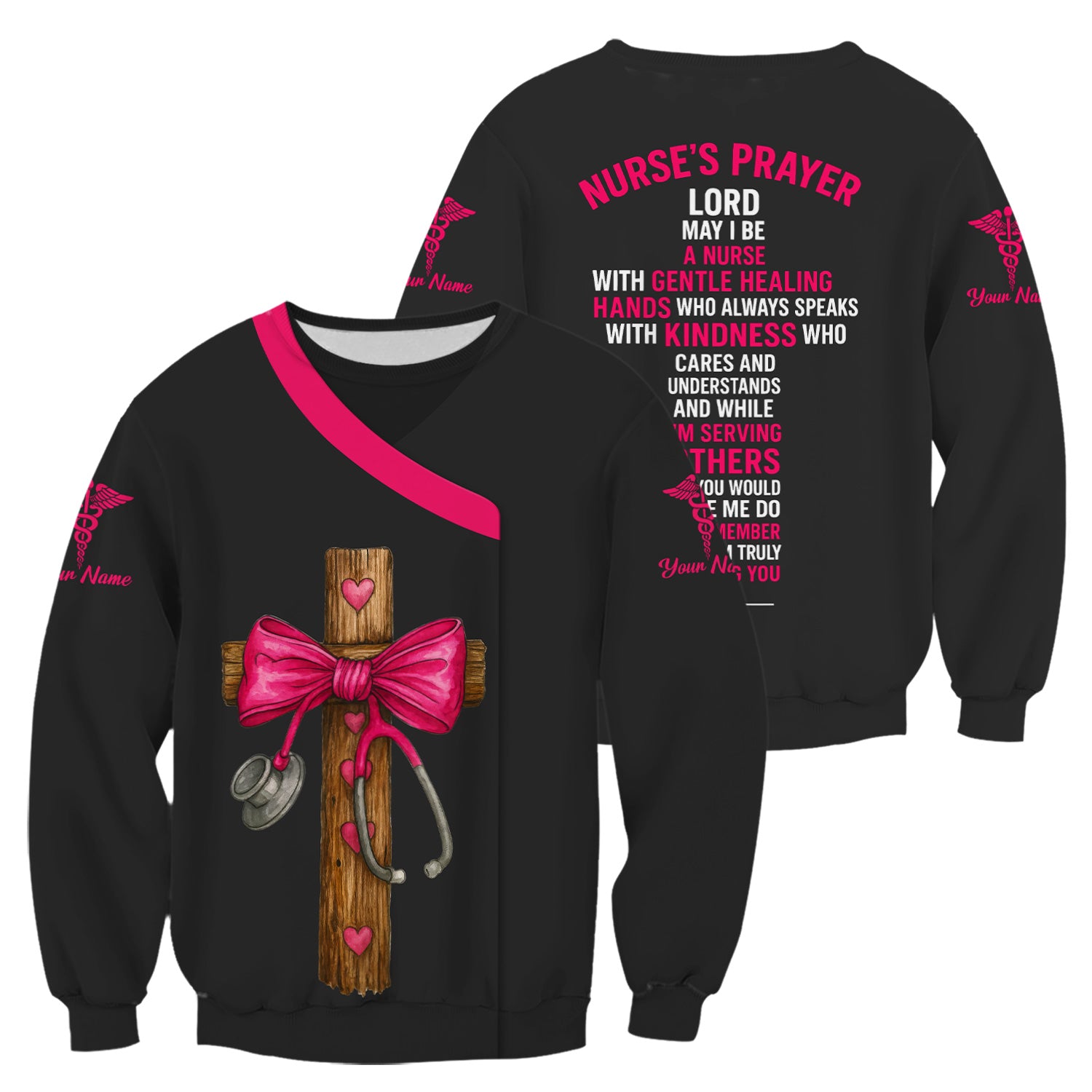 Personalized Christian Nurse Shirt - Nurses Prayer with Cross & Stethoscope Design - RN LPN CNA Healthcare Workers Gift