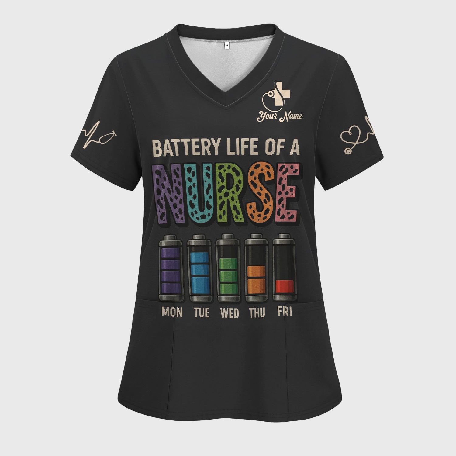 Custom Battery Life Nurse Shirt - Battery Life of a Nurse Graphic Tee - RN LPN CNA Healthcare Workers Gift