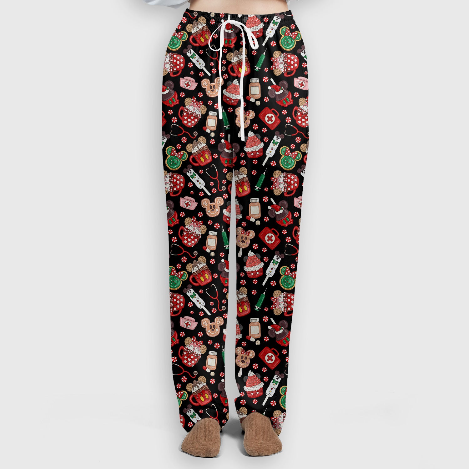 Gingerbread Christmas Scrub Set - Funny Cookies Candy Cupcake Pants and V Neck Top - Holiday Med Uniform RN CNA LPN
