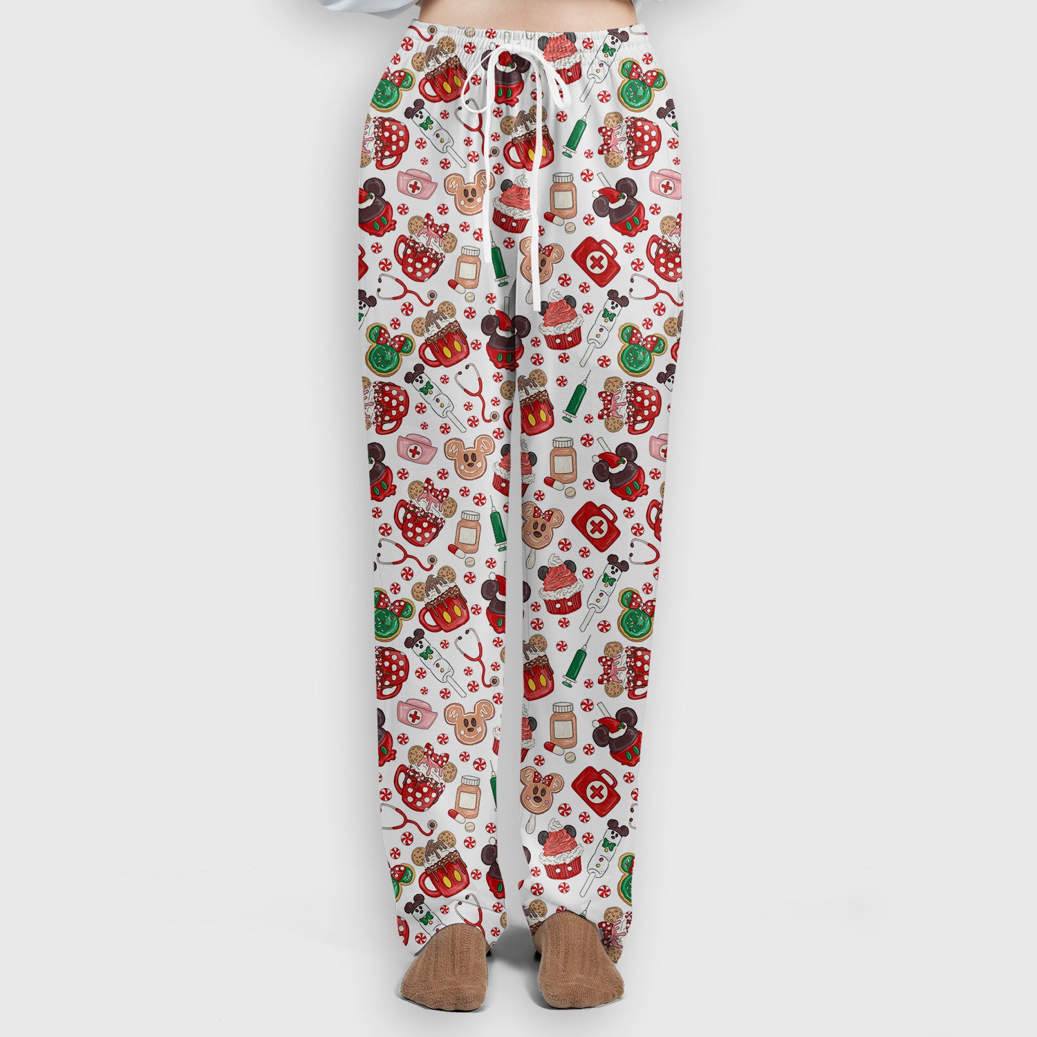 Gingerbread Christmas Scrub Set - Funny Cookies Candy Cupcake Pants and V Neck Top - Holiday Med Uniform RN CNA LPN