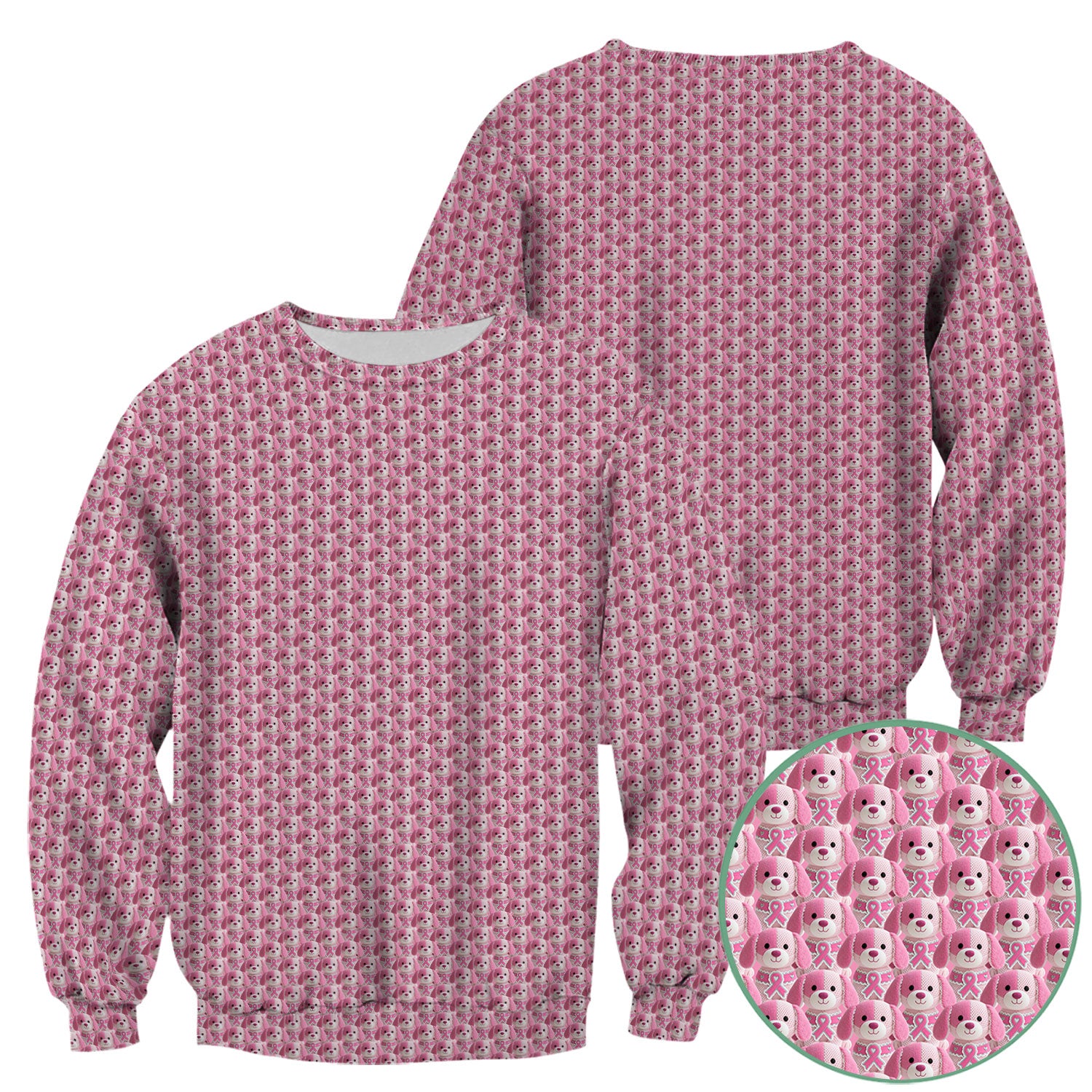 Pink Breast Cancer Awareness Scrub Top - Cute Puppy Dog Ribbon Nurse Shirt - Support Fight Cancer Medical Uniform Gift