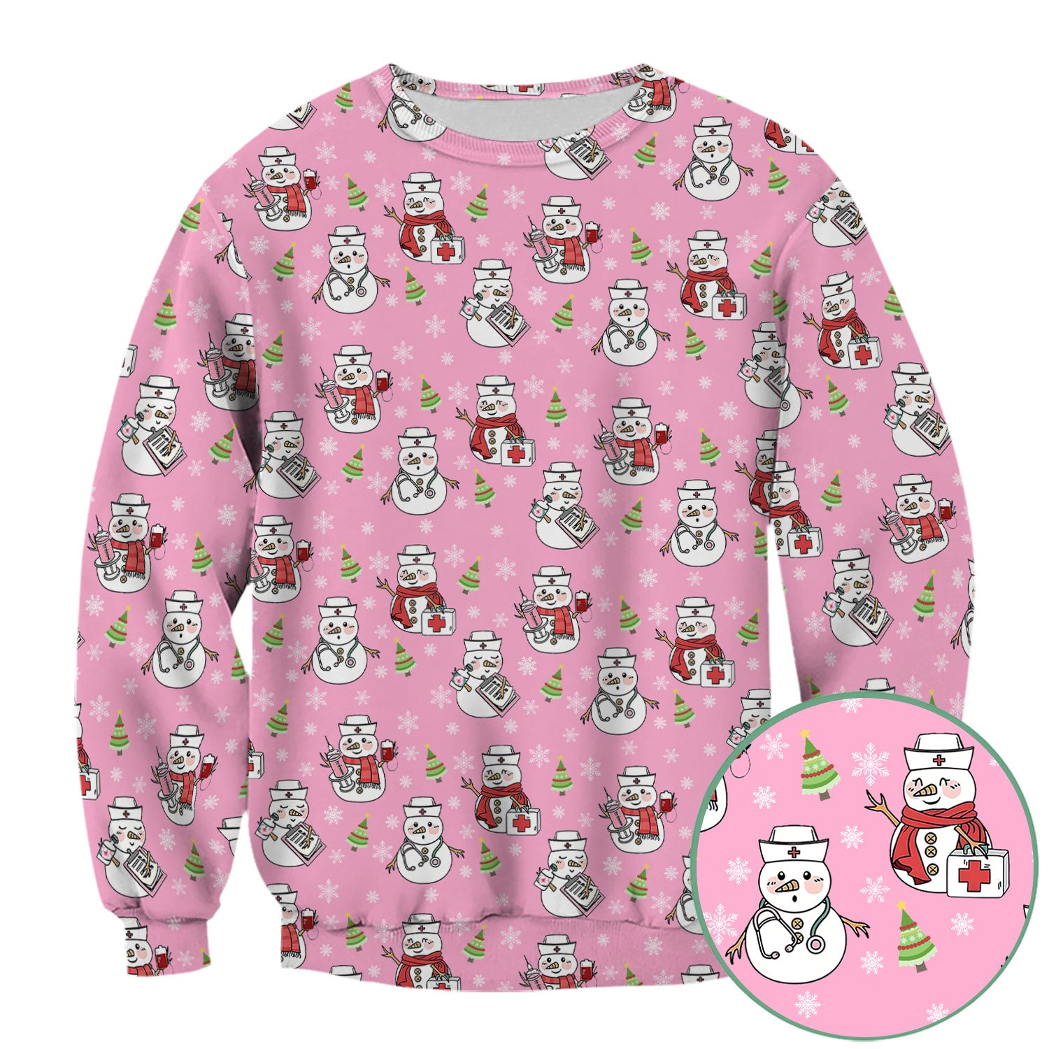 Christmas Snowman Nurse Scrub Top for Women - Cute Holiday Medical Snowman Tee - Funny Nursing Uniform Shirt RN LPN CNA Gift