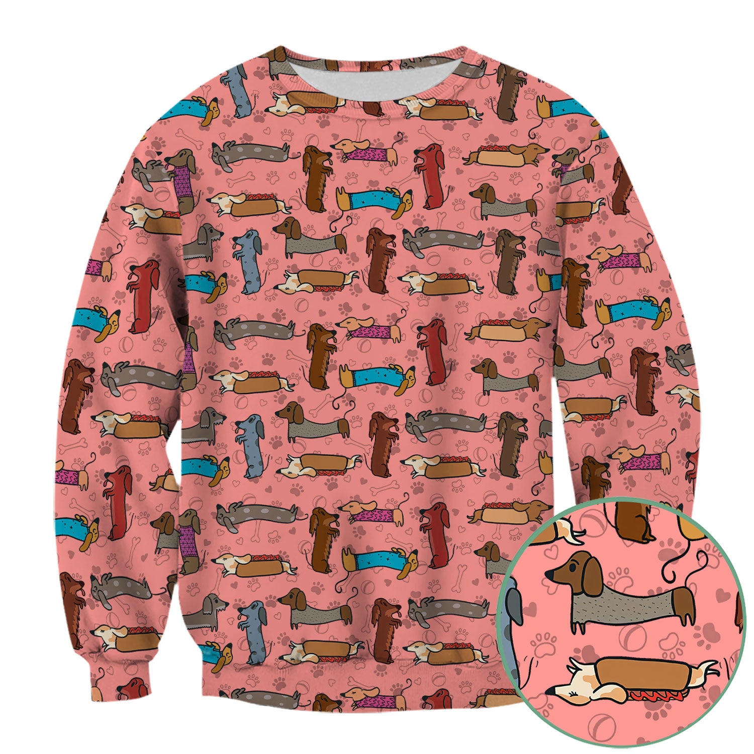 Cute Sausage Dog Scrub Top for Nurses - Colorful Dachshund Print Medical Work Shirt - Fun Wiener Dog Pattern Veterinary Apparel