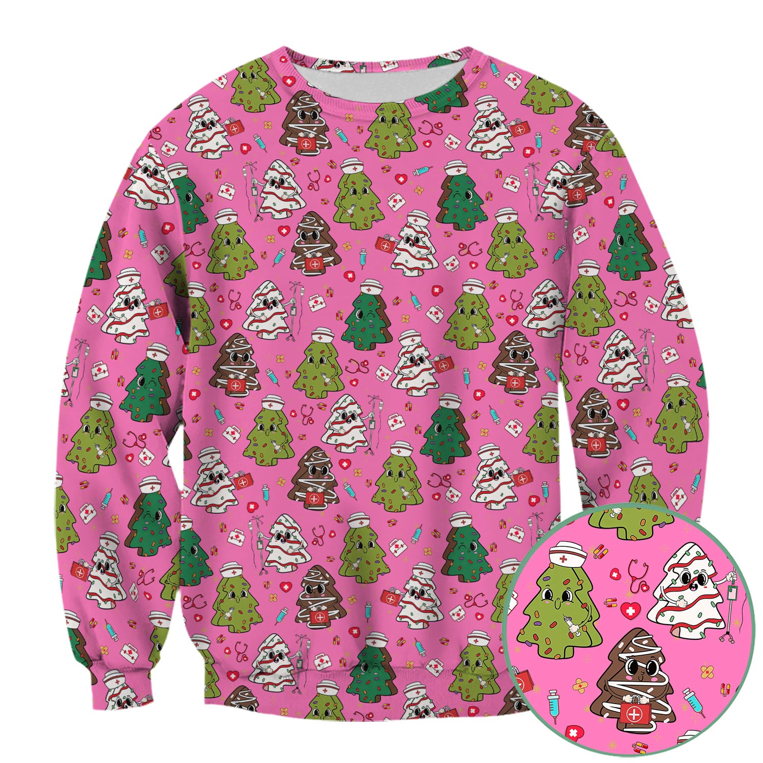 Christmas Tree Nurse Scrub Top for Women - Cute Holiday Nursing Shirt - Funny Xmas Gift for RN LPN CNA