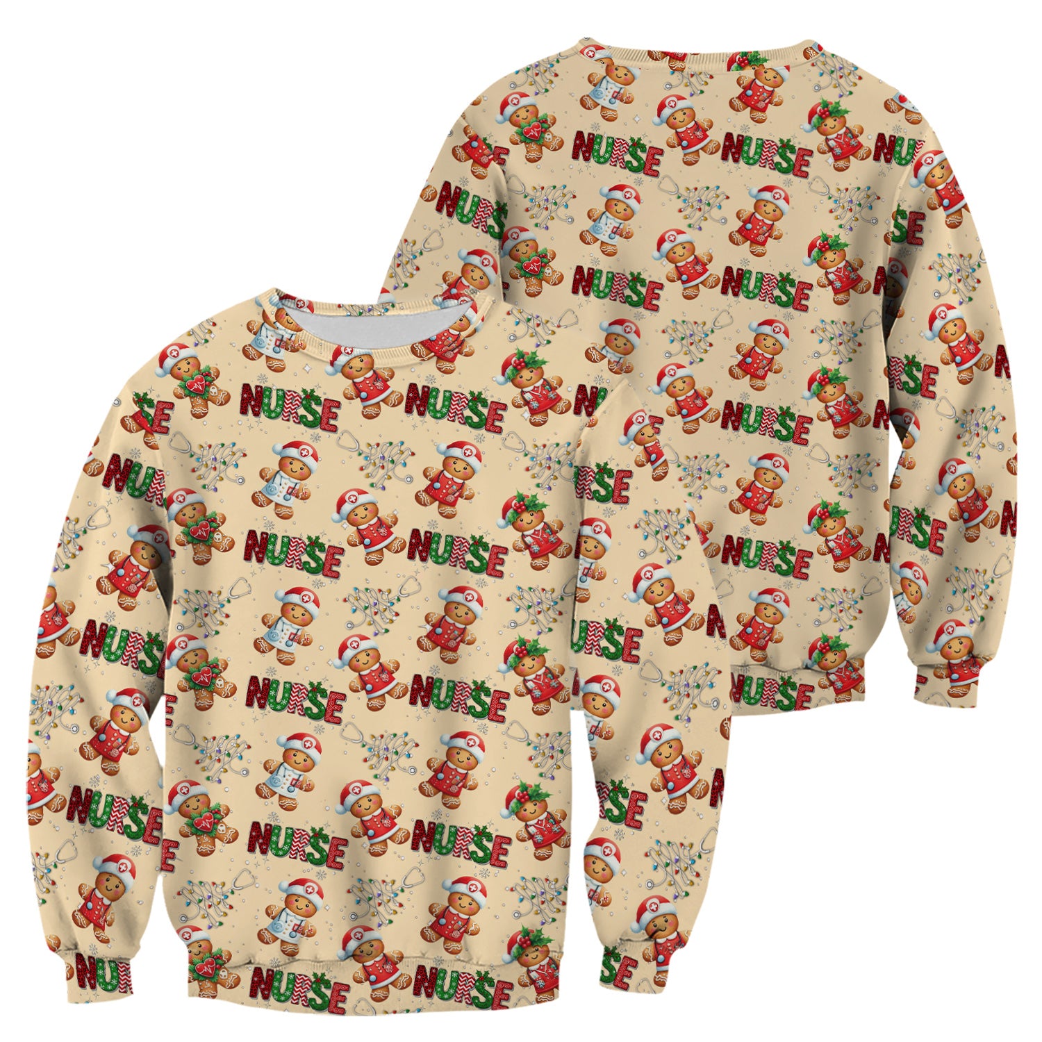Gingerbread Christmas Scrub Top - Festive Holiday Nurse Medical Shirt - Gift for RN CNA LPN
