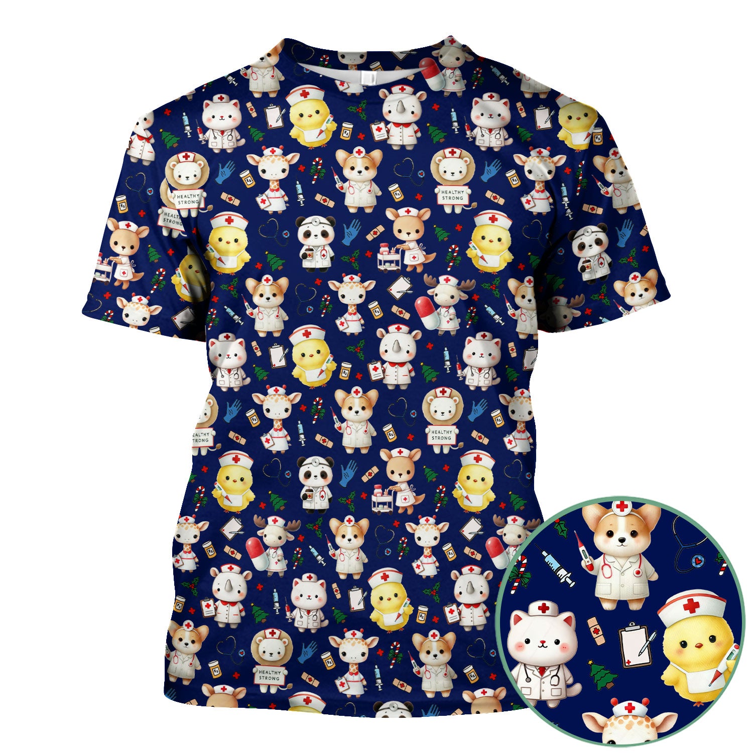 Comfortable Scrubs for Nurses - Pediatric Scrub Tops - Breathable Fabrics Nursing Uniform - Puppy Lover Gift for Women