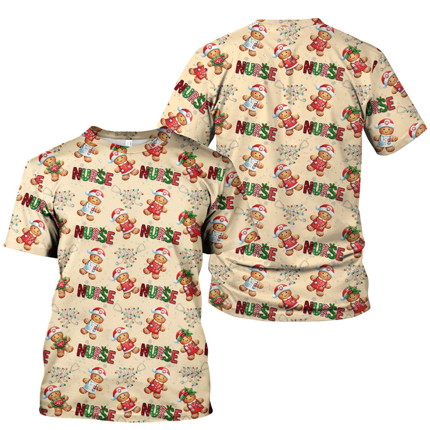 Gingerbread Christmas Scrub Top - Festive Holiday Nurse Medical Shirt - Gift for RN CNA LPN