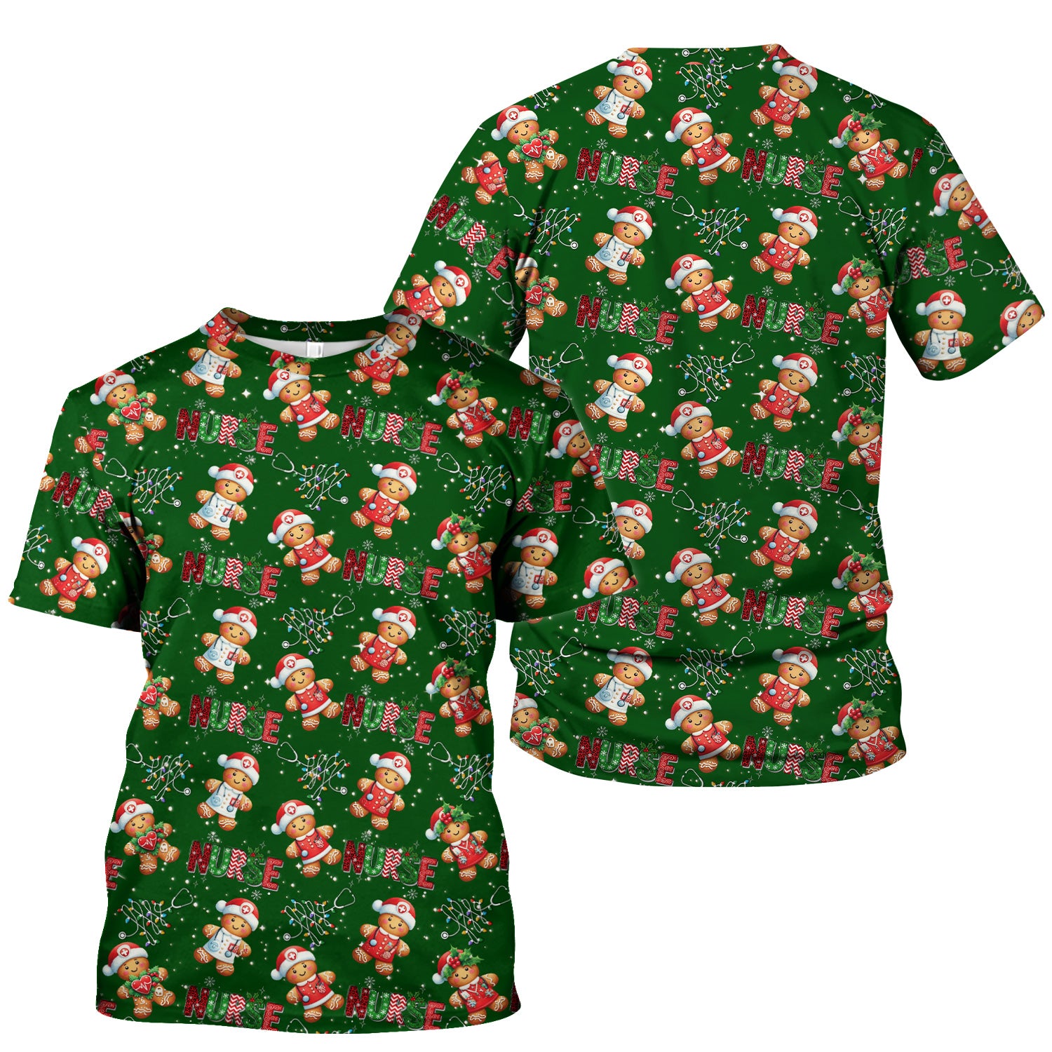 Christmas Nurse Scrub Top - Funny Gingerbread Holiday Medical Uniform - Gift for Nurse RN CNA LPN