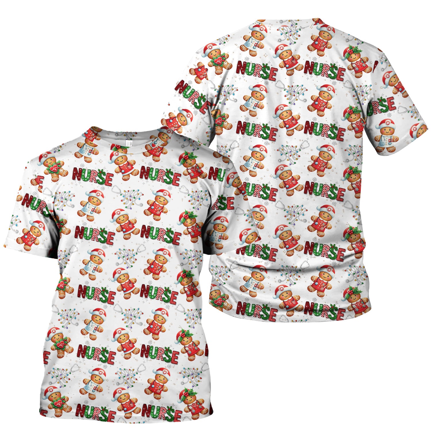 Gingerbread Christmas Scrub Top - Festive Holiday Nurse Medical Shirt - Gift for RN CNA LPN