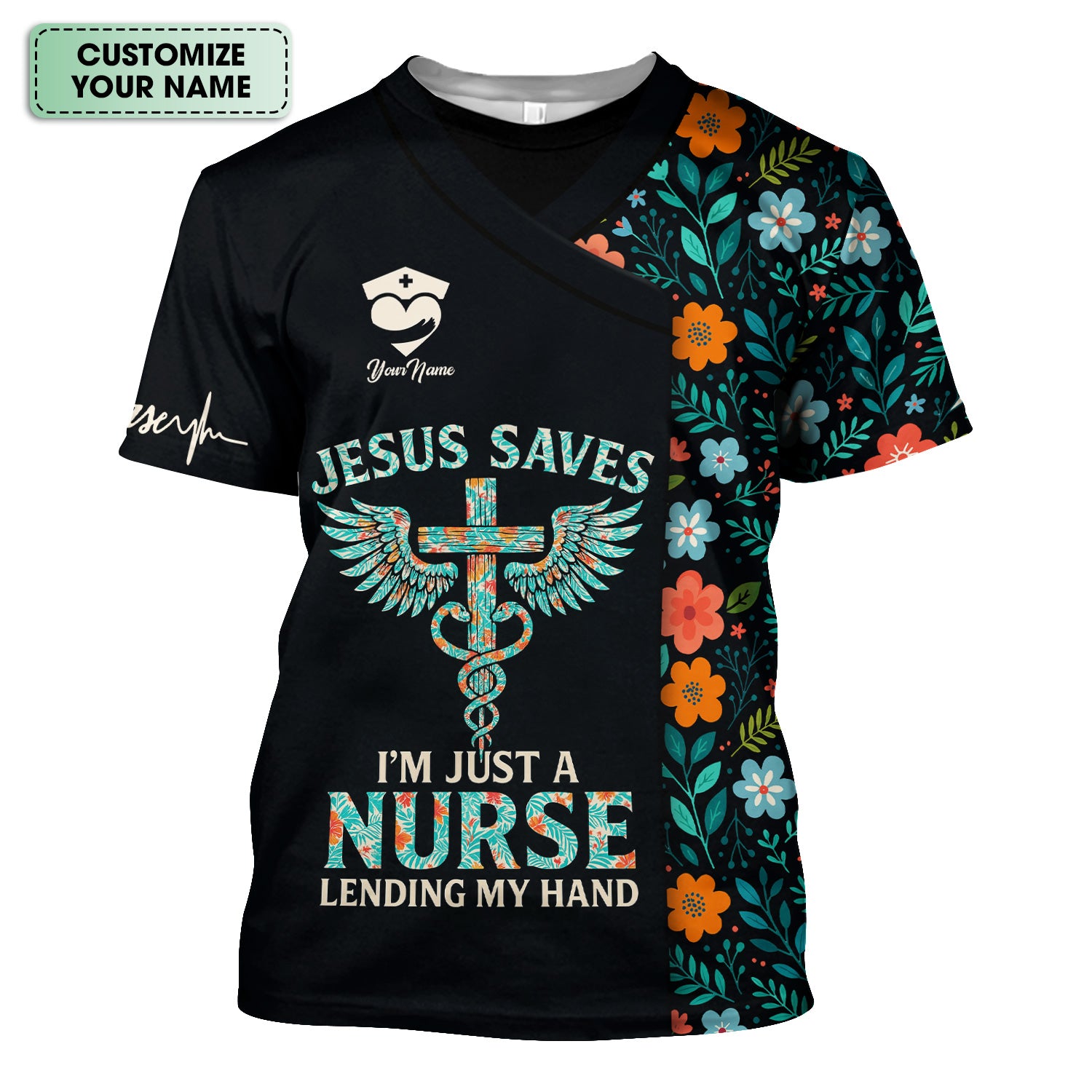 Custom Christian Nurse Shirt Jesus Saves Quote - Faith Based Nursing Graphic Tee - Gift for Healthcare Workers RN LPN