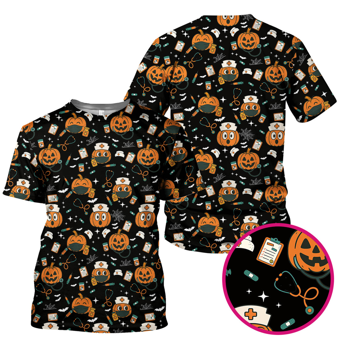 Pumpkin Halloween Nurse Shirt - Funny Holiday Tee For Women Nurses - Gift for CNA RN LPN