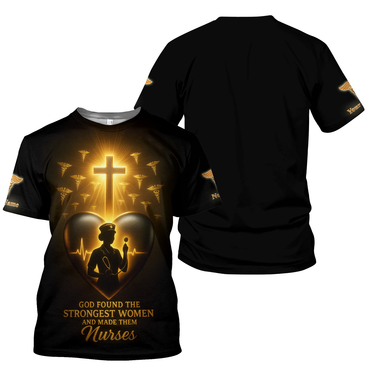 Personalized Christian Nurse T-Shirt - Strongest Women Made Nurses Faith Quote - Gift for Women RN LPN & Healthcare Workers