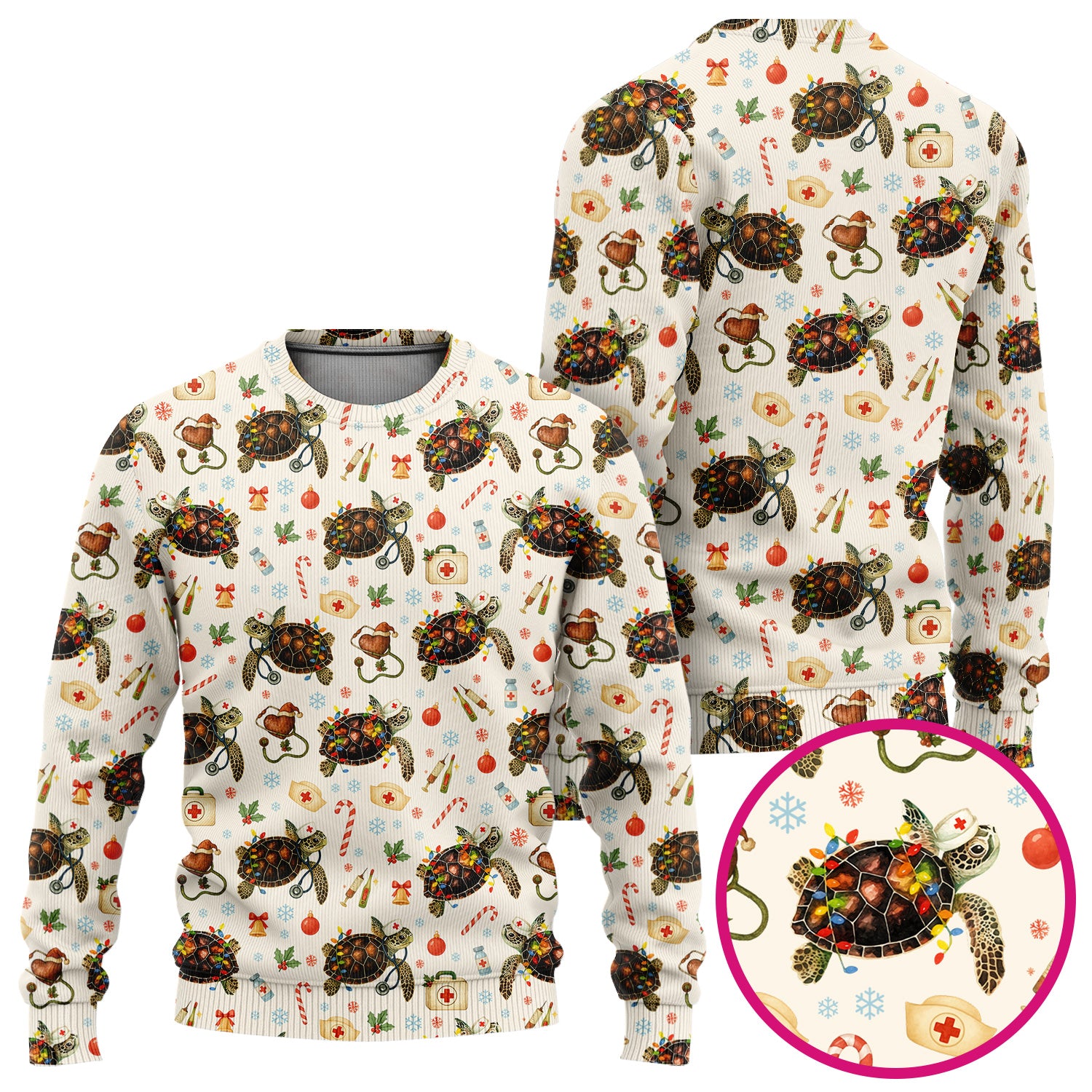 Christmas Turtle Scrub Set for Women - Cute Sea Turtle Nursing Pants and V Neck Top - Festive Holiday Gift for CNA LPN RN