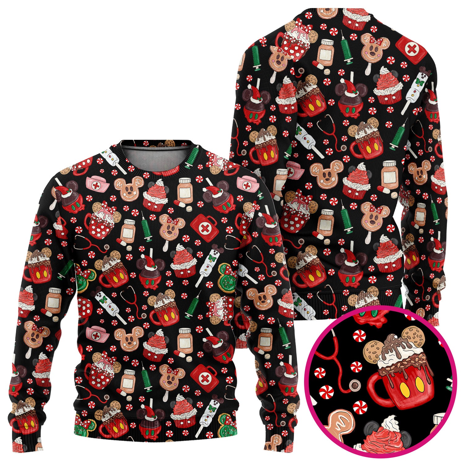 Gingerbread Christmas Scrub Set - Funny Cookies Candy Cupcake Pants and V Neck Top - Holiday Med Uniform RN CNA LPN
