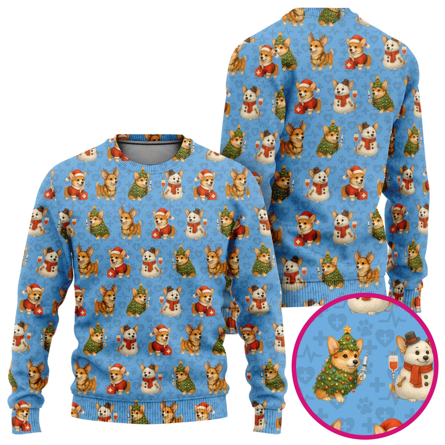 Corgi Christmas Scrubs Set - Adorable Festive Scrub Top & Pants - Fun Holiday Corgi Scrubs Perfect for Nurse Gift Season