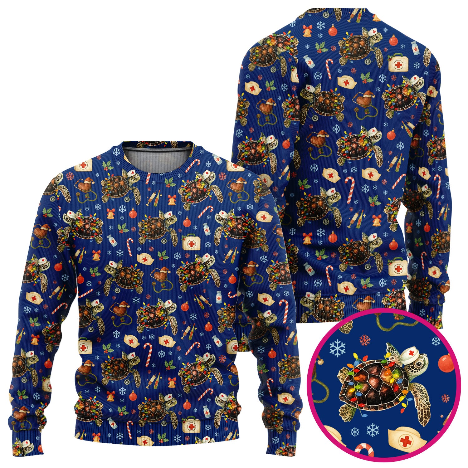 Christmas Turtle Scrub Set for Women - Cute Sea Turtle Nursing Pants and V Neck Top - Festive Holiday Gift for CNA LPN RN