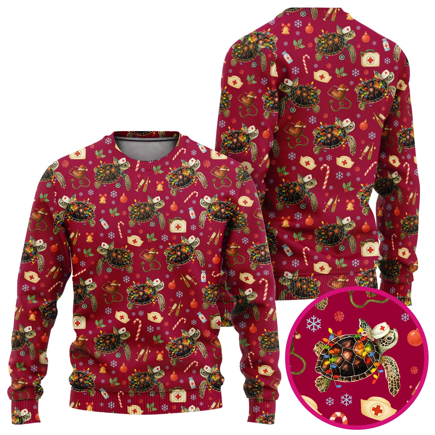 Christmas Turtle Scrub Set for Women - Cute Sea Turtle Nursing Pants and V Neck Top - Festive Holiday Gift for CNA LPN RN
