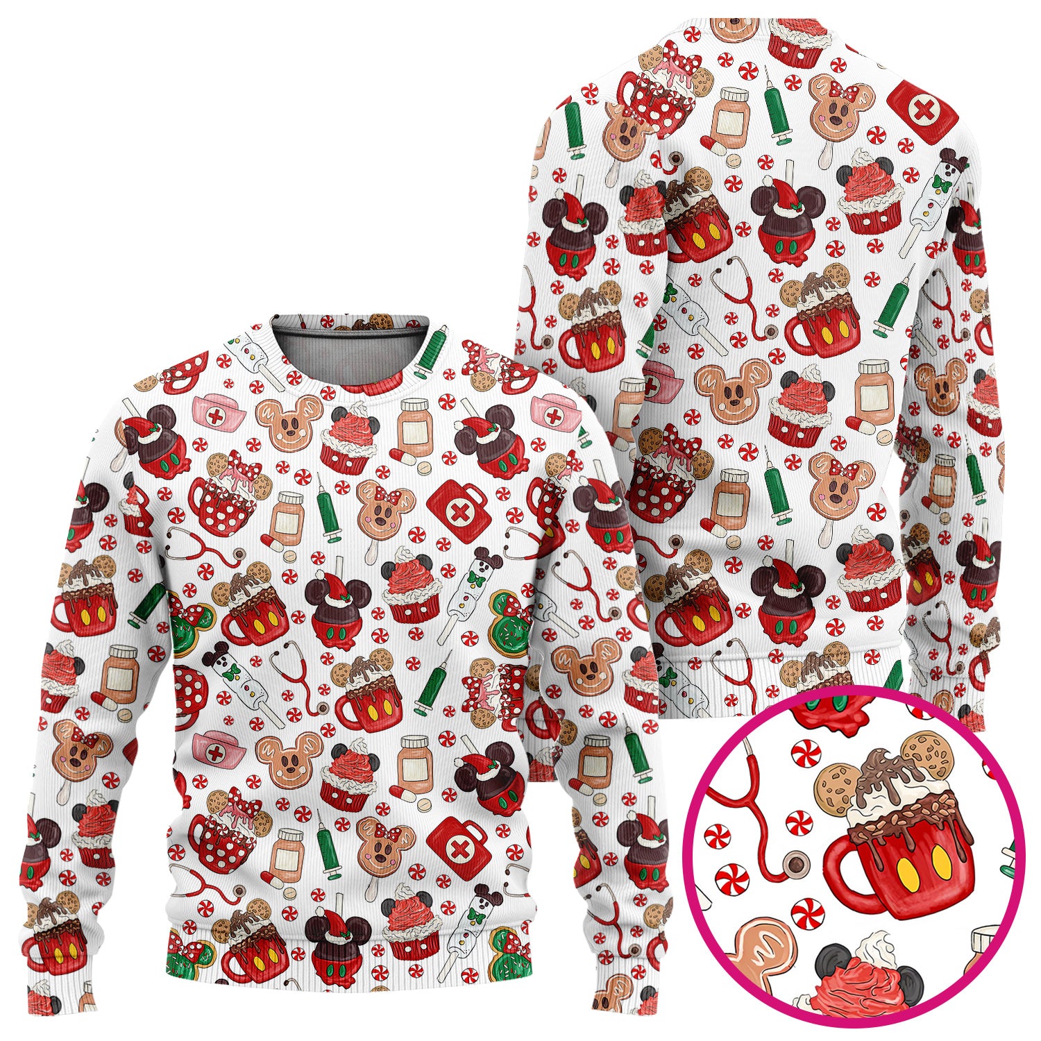 Gingerbread Christmas Scrub Set - Funny Cookies Candy Cupcake Pants and V Neck Top - Holiday Med Uniform RN CNA LPN