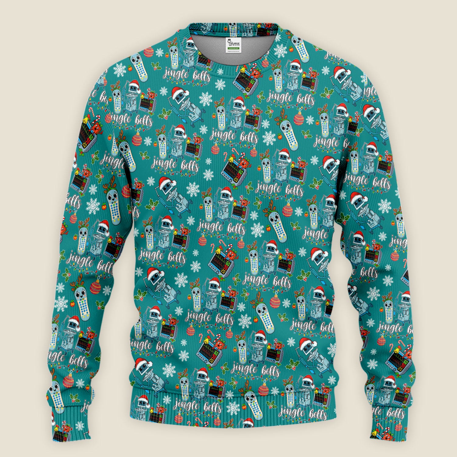 Christmas Women's Scrub Sets - Funny Jingle Bells Holiday Med Uniform - Merry Xmas Scrub Pants and V Neck Top