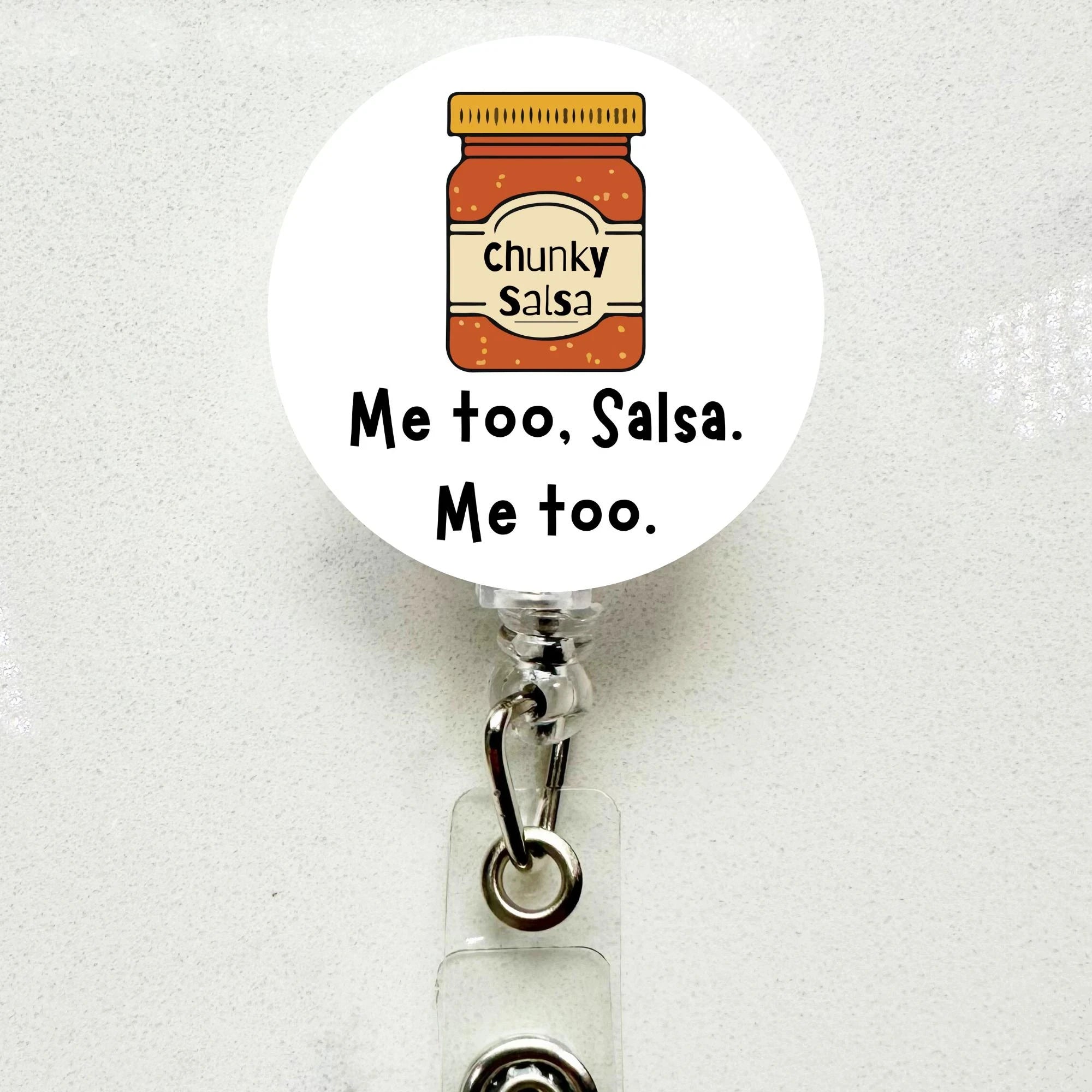 Funny Chunky Salsa Badge Reel – Retractable ID Holder for Nurse, Teacher, Work Gift