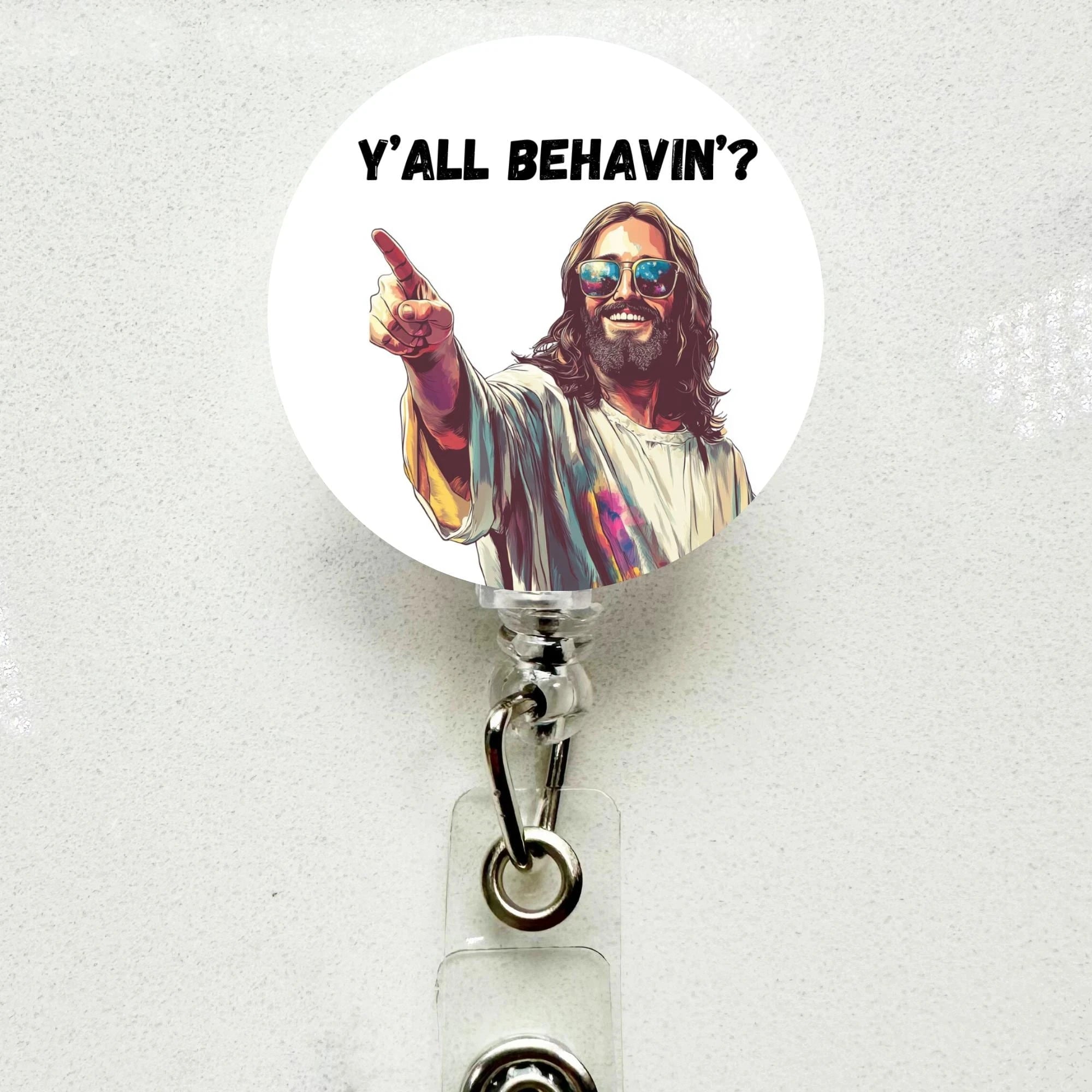Funny Jesus Badge Reel Southern Sass Nurse ID Holder