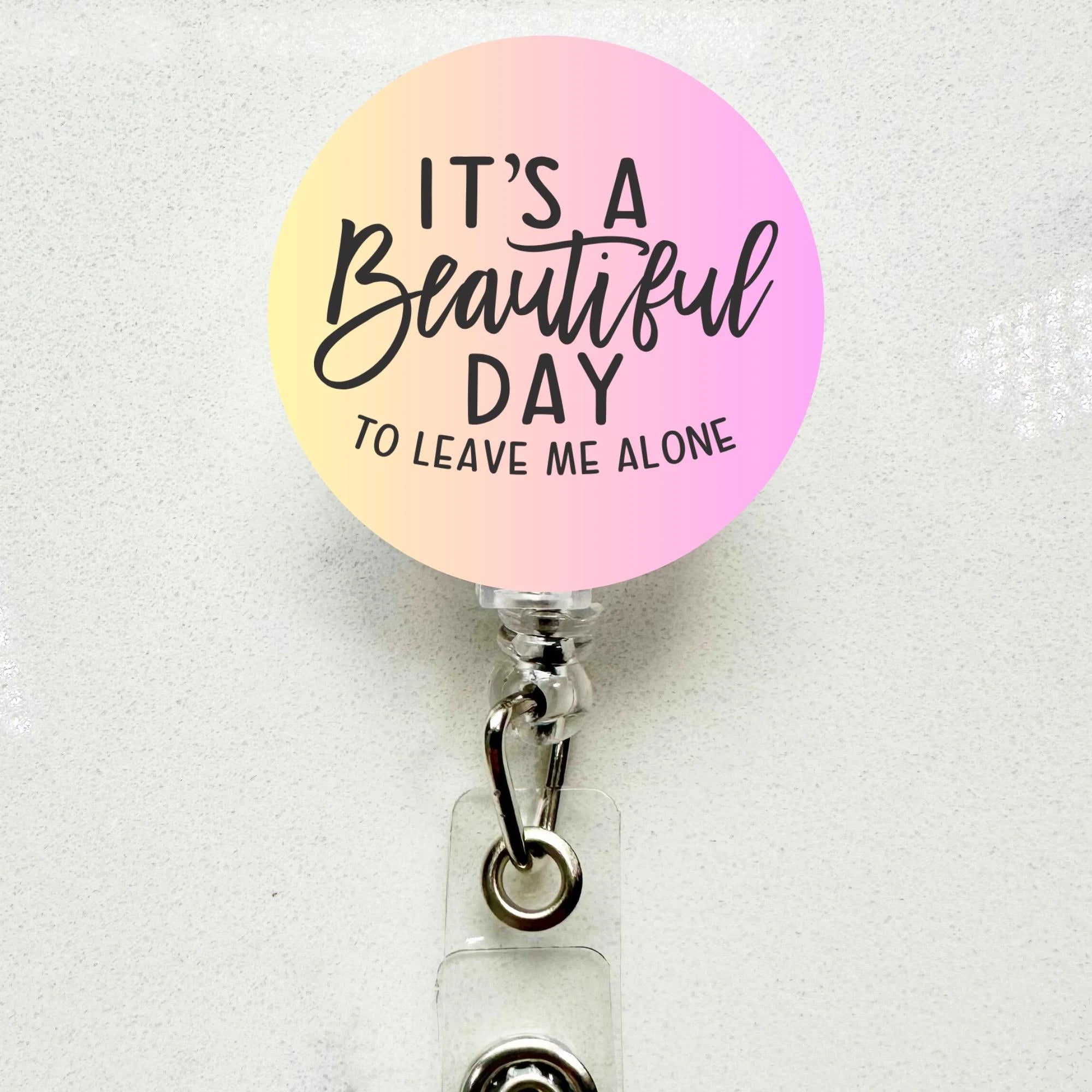 Funny 'Leave Me Alone' Badge Reel Retractable ID Holder, Nurse Gift