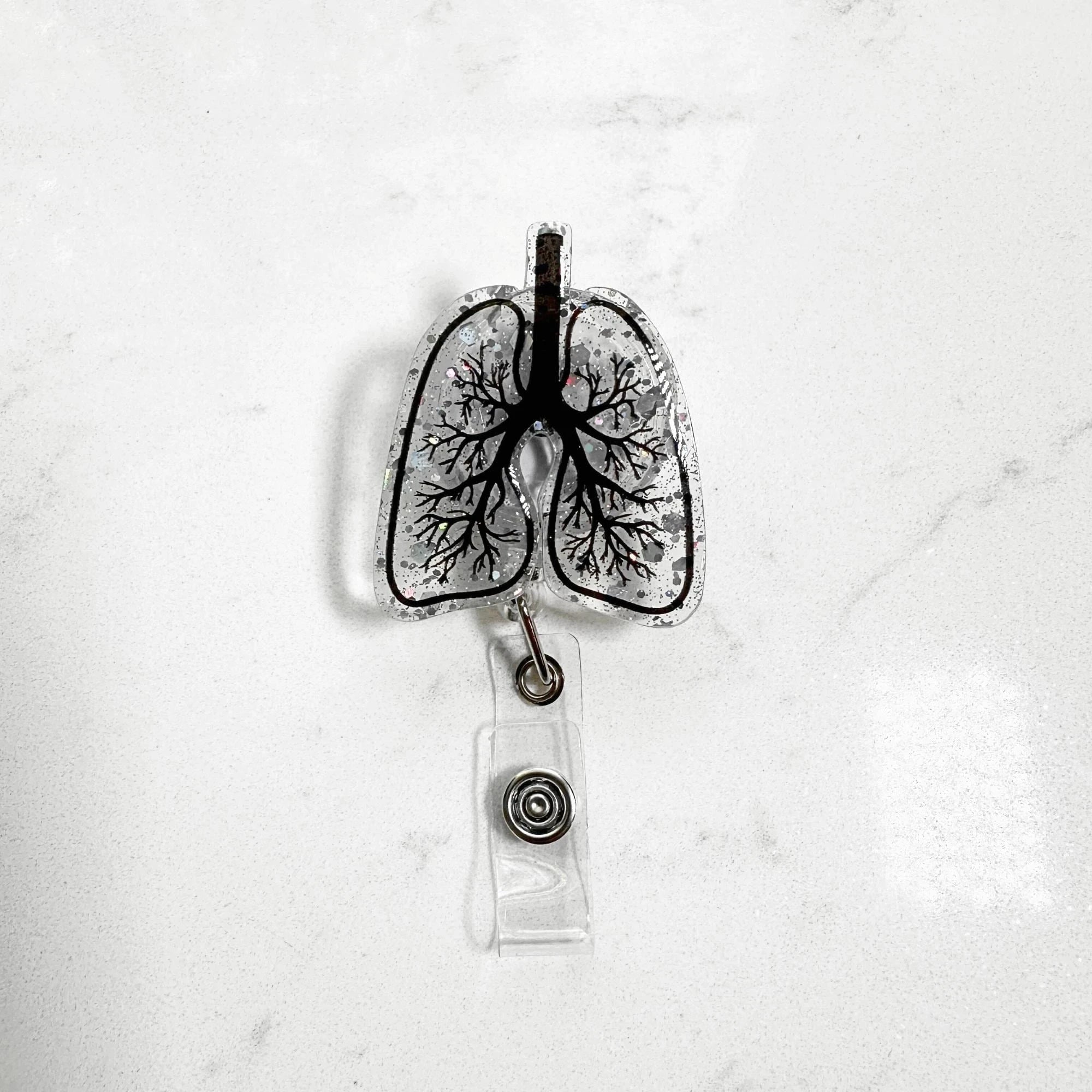 Badge Reel Lungs Respiratory Therapist ID Holder Medical Gift Retractable Clip Accessory