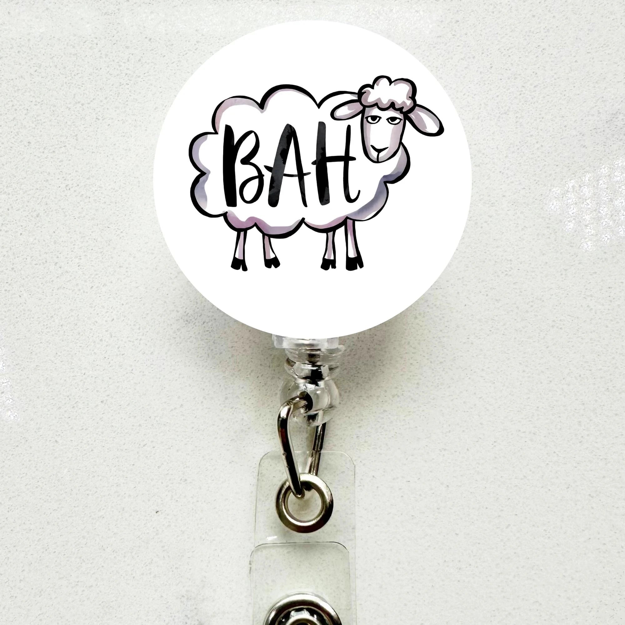 Funny 'Bah' Sheep Badge Reel – Retractable ID Holder