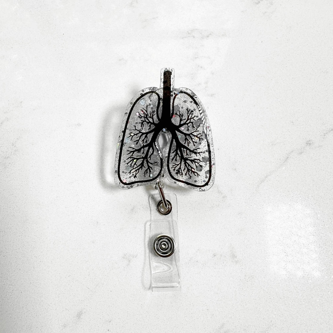 Badge Reel Lungs Respiratory Therapist ID Holder Medical Gift Retractable Clip Accessory