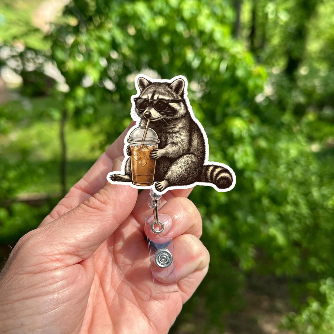 Funny Raccoon Badge Reel – Trash Panda ID Holder, Retractable Nurse Clip