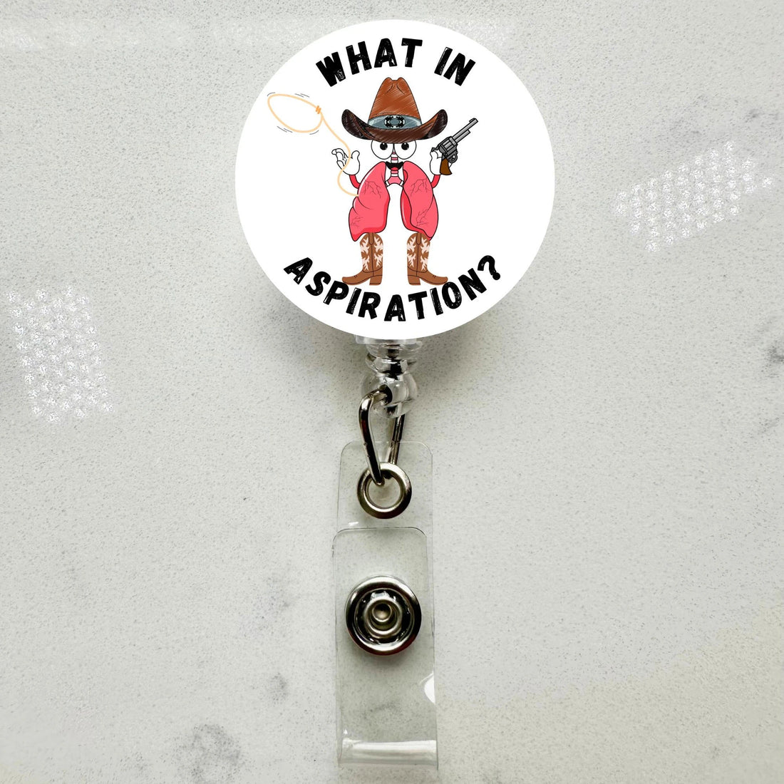 Funny 'What in Aspiration' Badge Reel Retractable Medical ID Holder