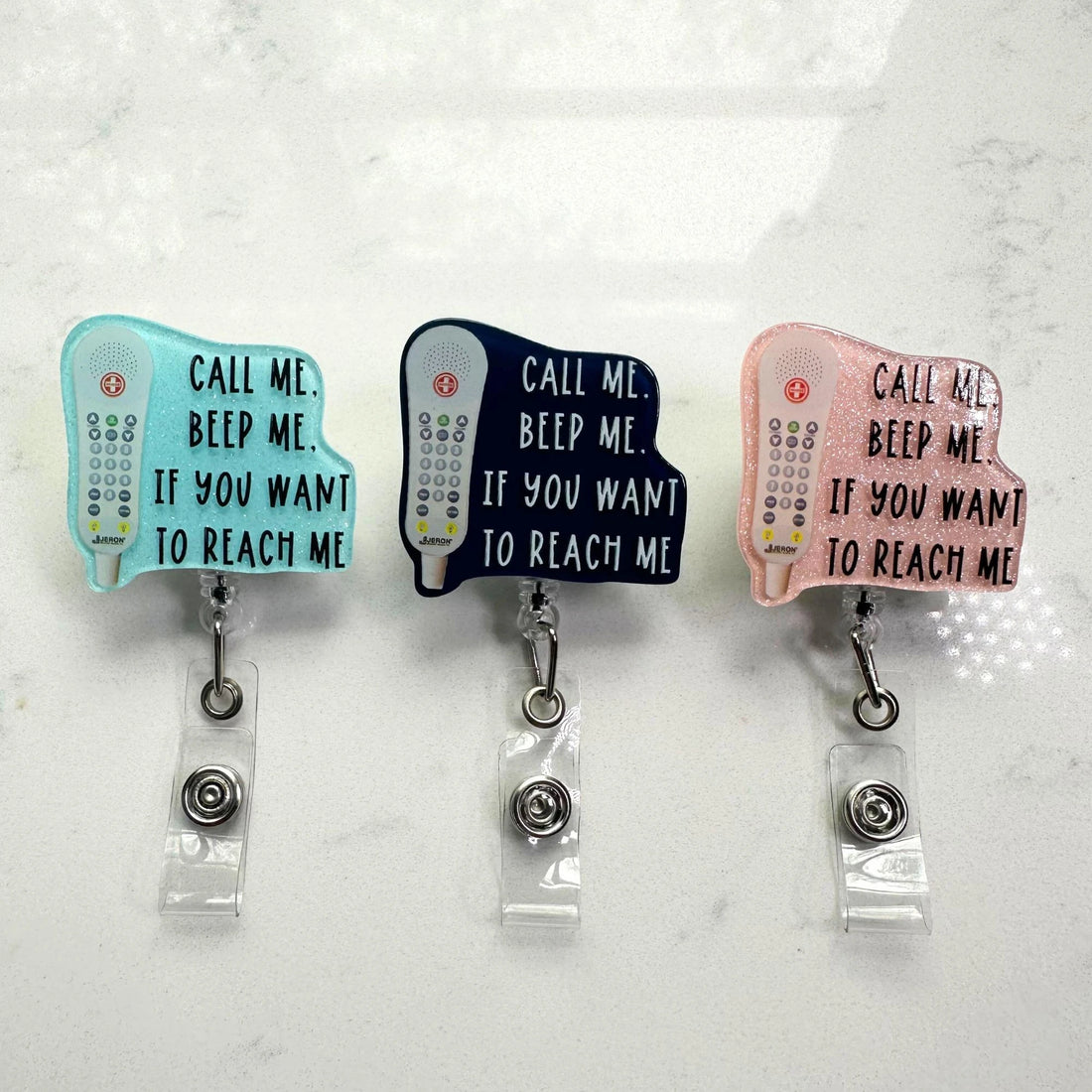 Funny 'Call Me Beep Me' RN Badge Reel – Retractable Medical ID Holder for Nurse, Tech, Office – Cute Gift with Swivel or