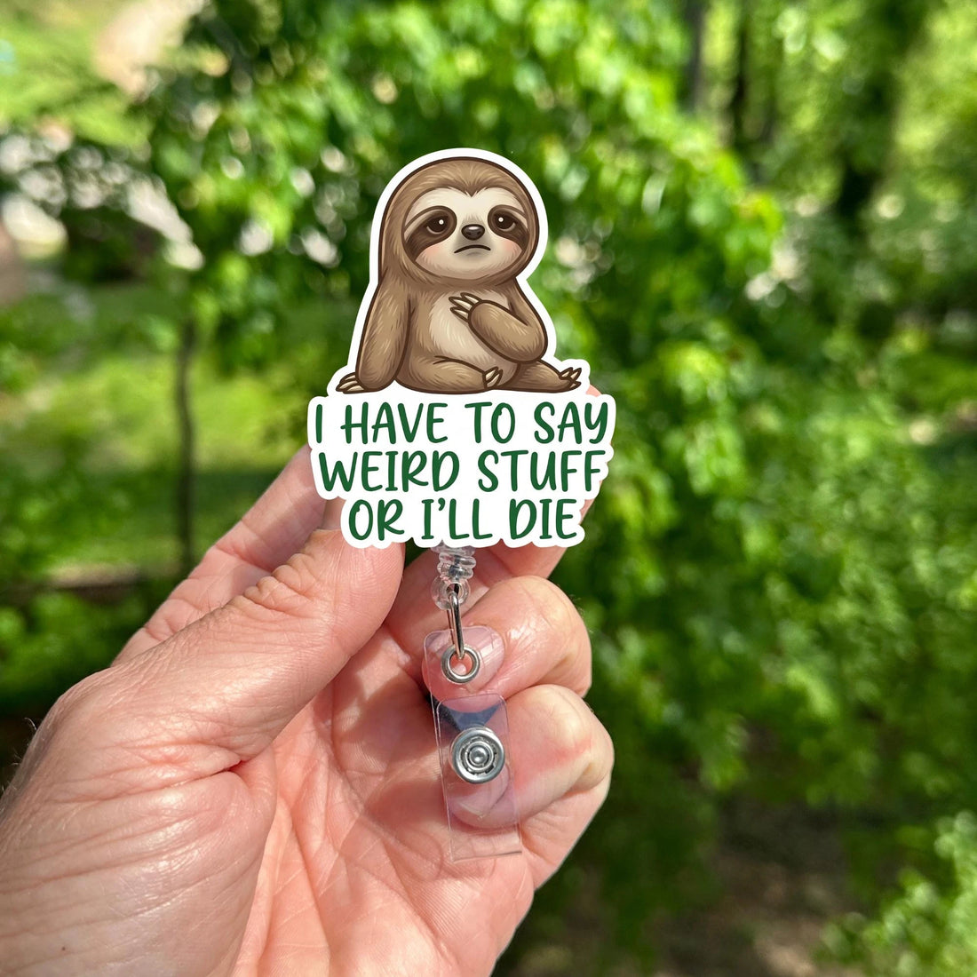 Funny Sloth Badge Reel – Retractable Nurse ID Holder, Sarcastic Teacher Gift