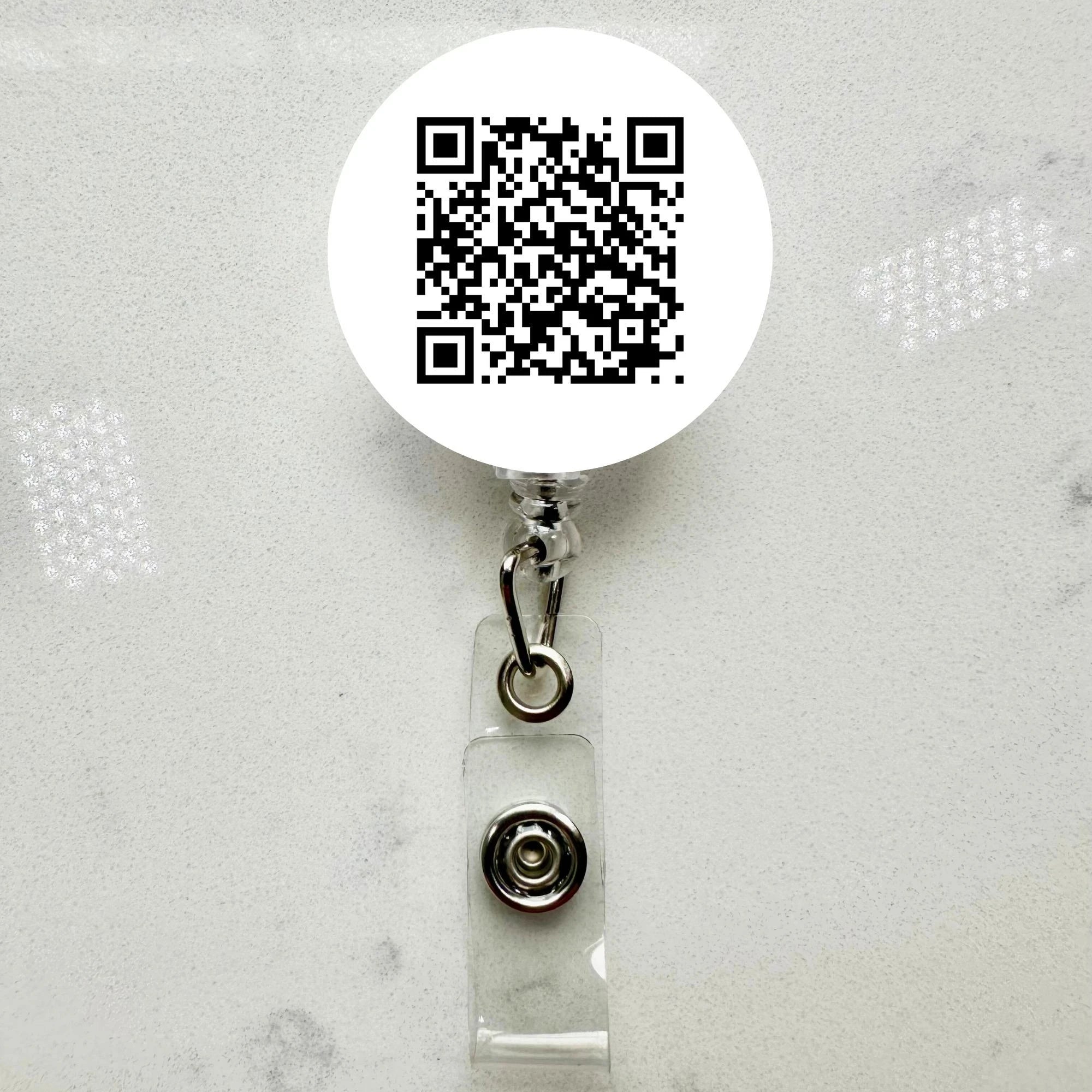 Funny Rick Roll QR Code Badge Reel Retractable Prank Gift