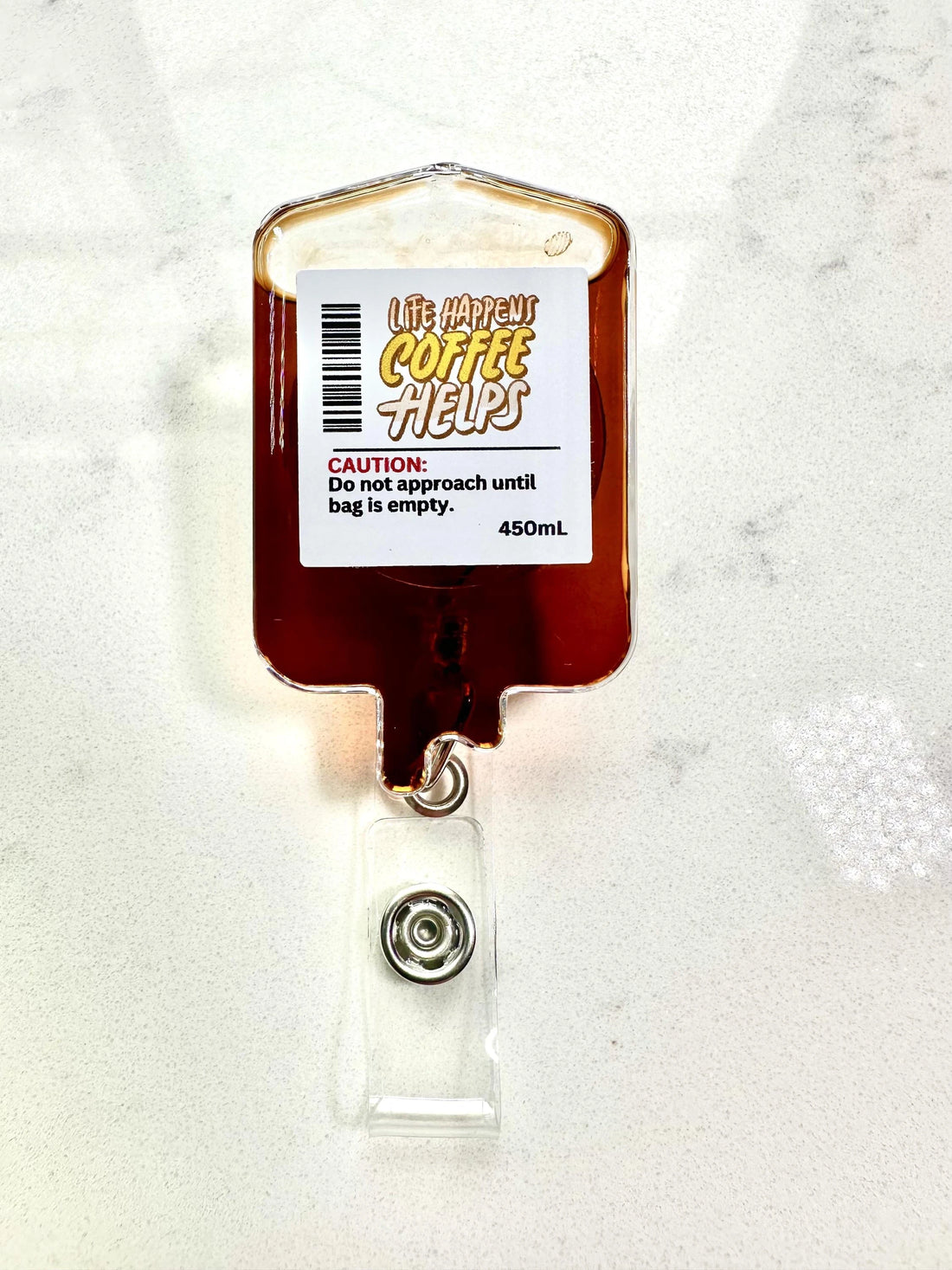Life Happens Coffee Helps IV Bag Badge Reel – Liquid Patience Nurse ID Holder