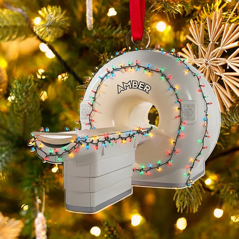 Personalized MRI Machine Christmas Ornament, Custom Name Radiology Tech Acrylic Holiday Decor