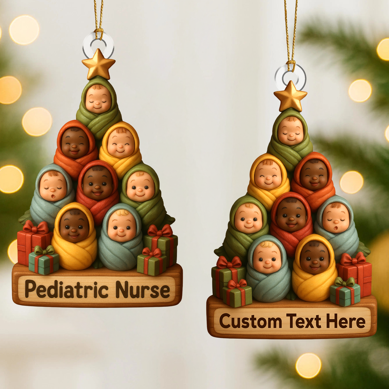 Personalized Pediatric Nurse Christmas Ornament , Nursing Ornament With Custom Name, Nurse Xmas RN Gift
