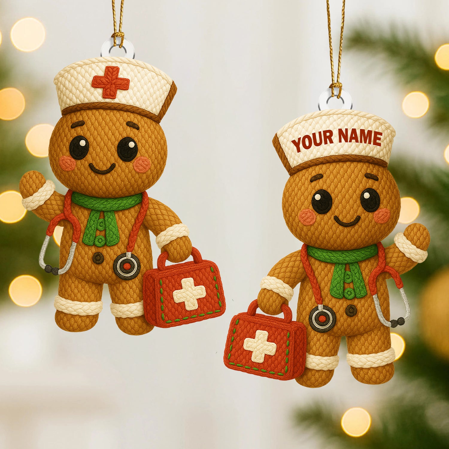 Personalized Gingerbread Nurse Xmas Ornament , Nurse Christmas RN Gift, Nursing Ornament Keepsake