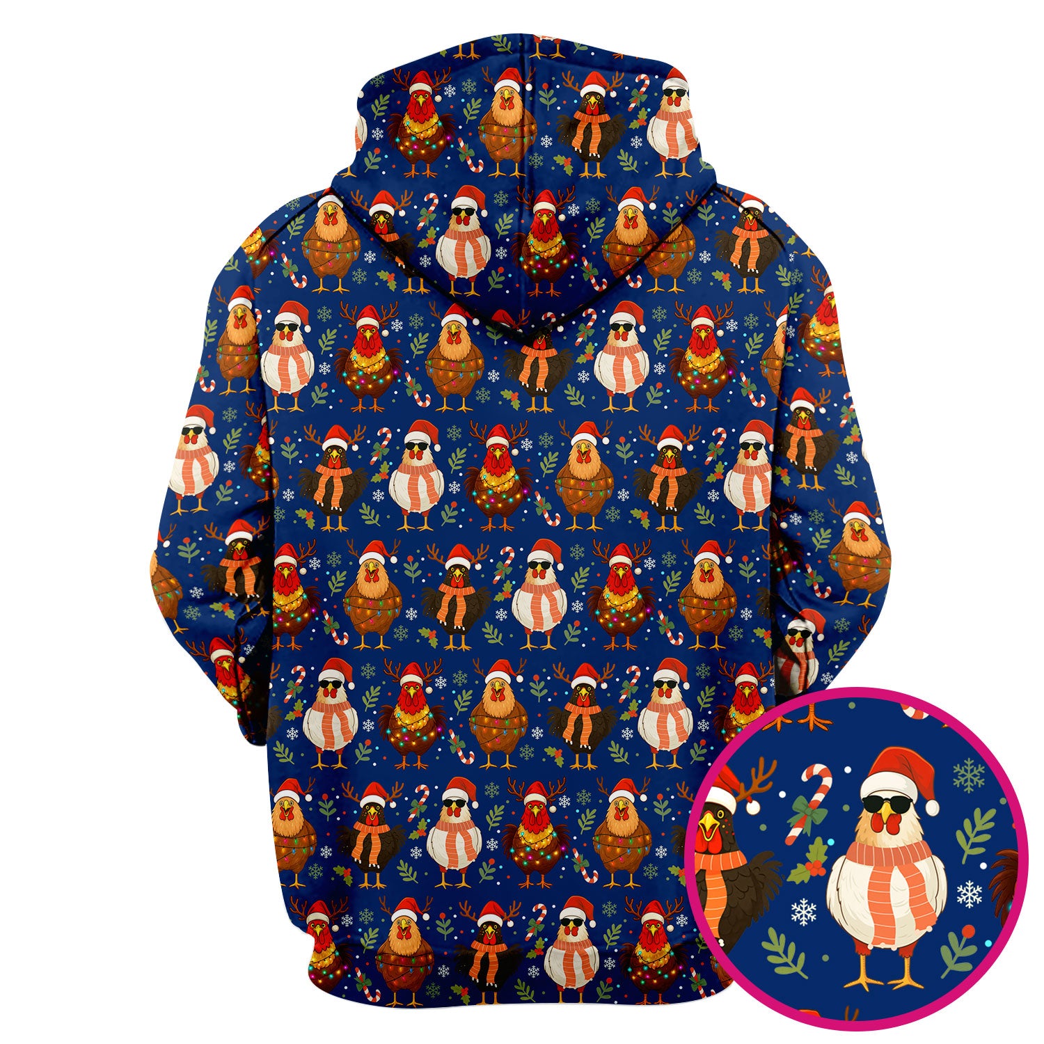 Chicken Scrubs Christmas Edition - Cute Funny Hen Pattern Medical Scrub Top for Women - Holiday Christmas Scrubs with Festive Print