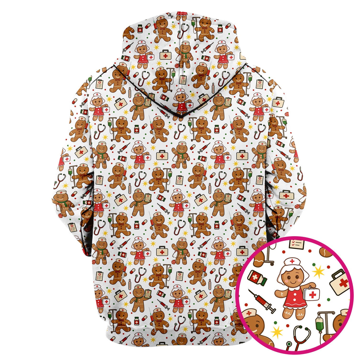 Gingerbread Christmas Nurse Scrub Top - Cute Holiday Cookie Pattern Shirt for Women - Funny Festive Nursing Gift for RN LPN CNA