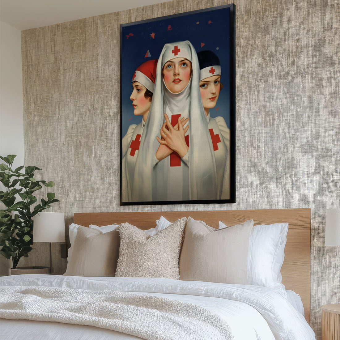 Vintage Red Cross Nurse Canvas, Classic Historical Medical Wall Decor, RN LPN CNA Gift