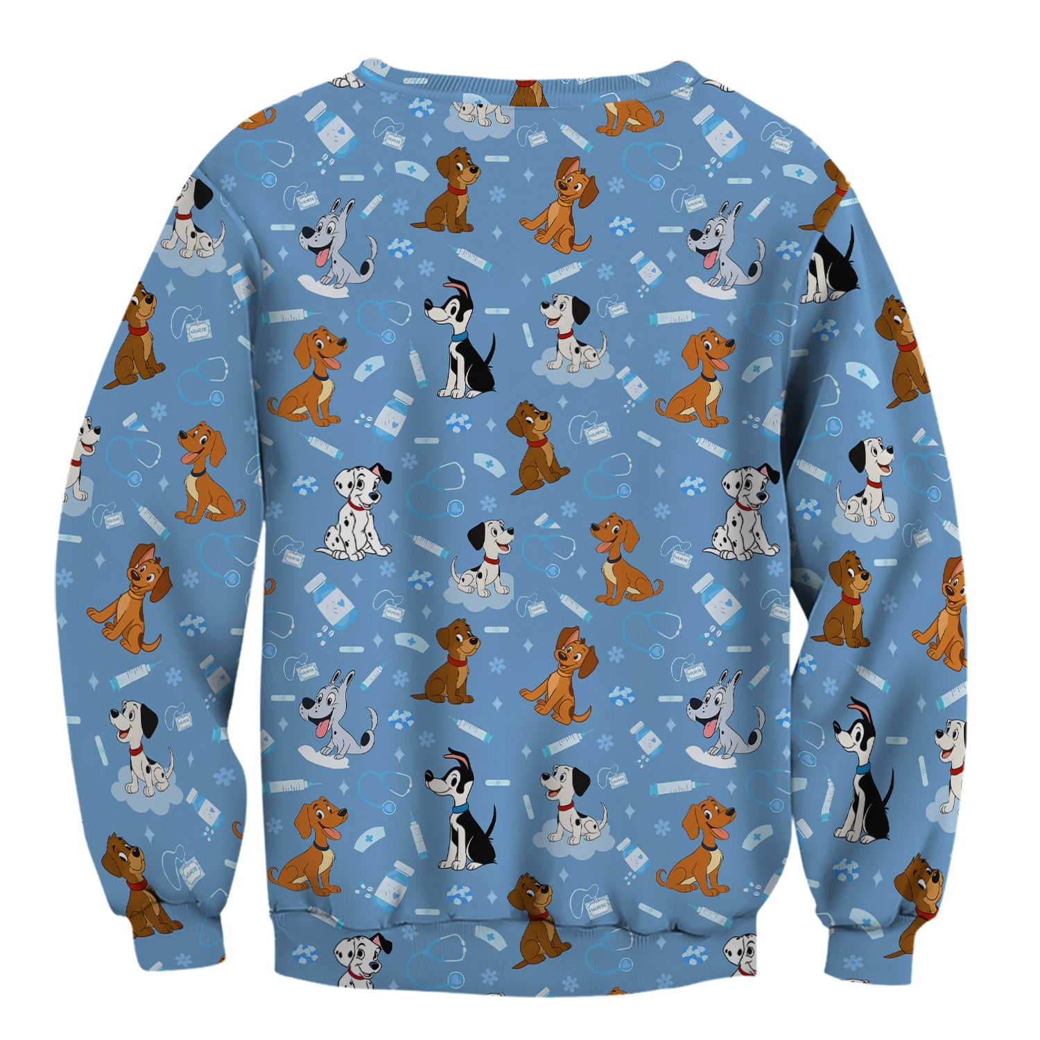 Cute Cartoon Dog Scrubs Top - Fun Puppy Pattern Medical Shirt for Veterinarians, Vet Techs, Animal Lovers - Pet Care Workwear Gift