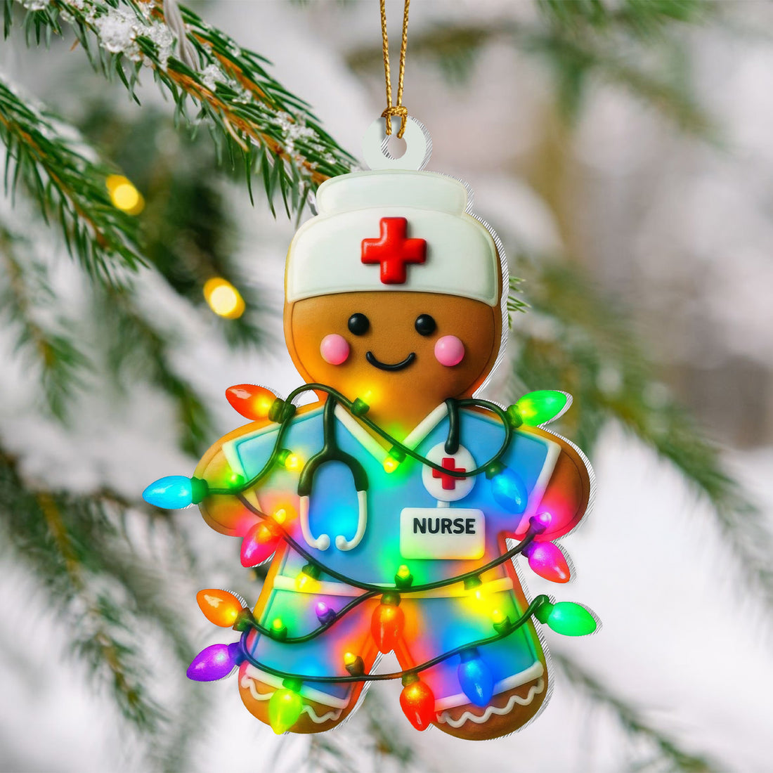 Nurse Gingerbread Christmas Ornament, Cute Holiday Tree Decoration, Healthcare Worker Gift