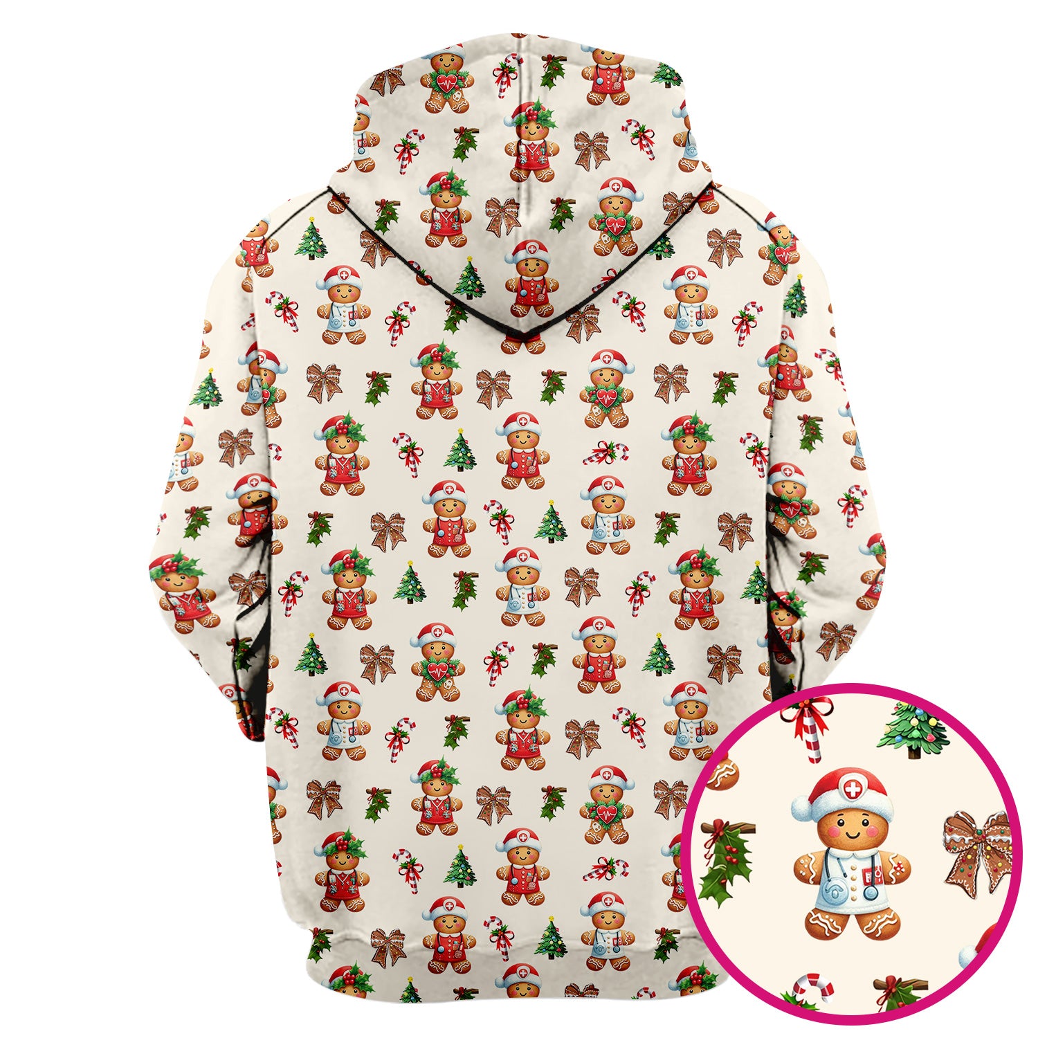 Funny Gingerbread Christmas Scrub Top - Cute Cookie with Bow Shirt - Festive Holiday Scrubs for Women