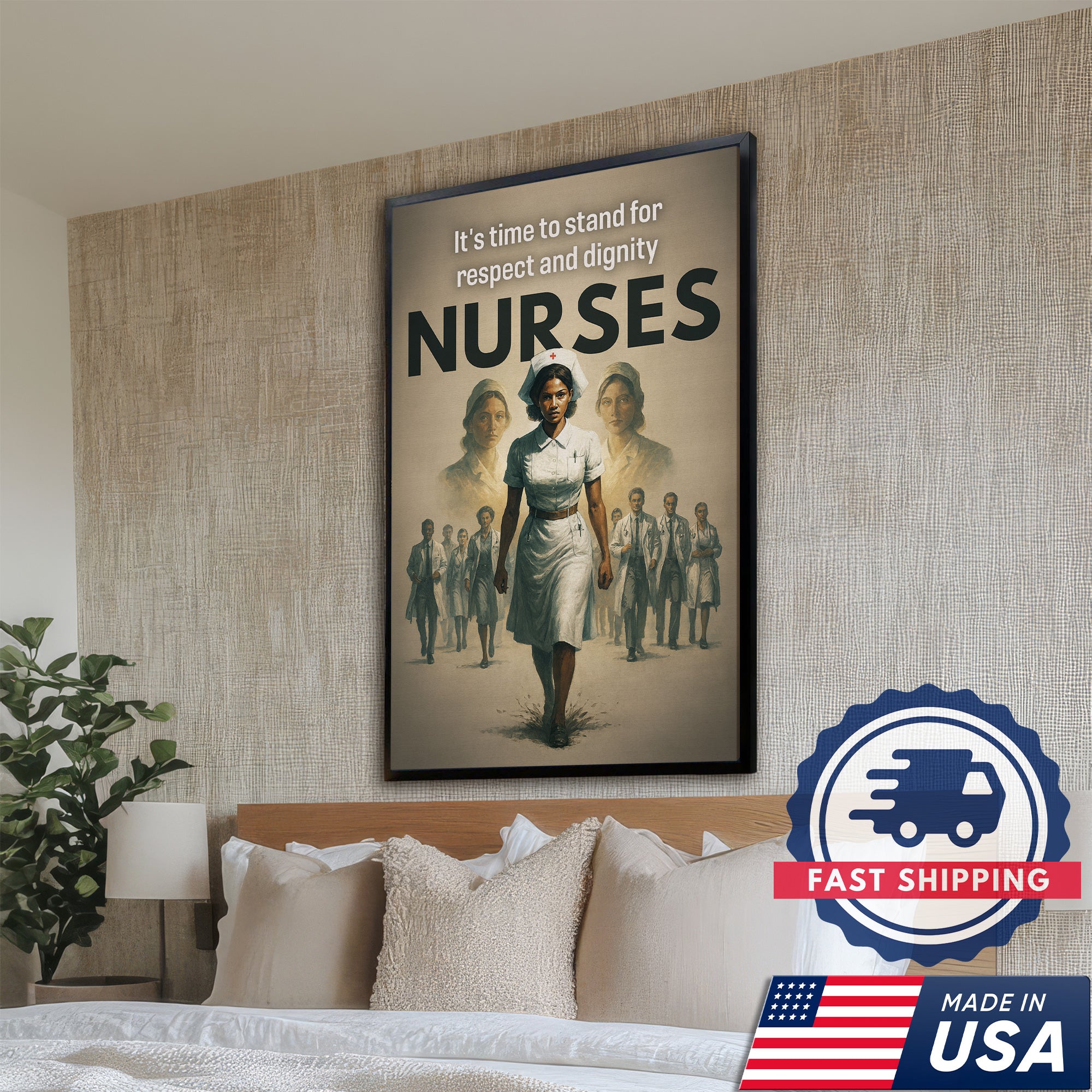 Nurses Respect & Dignity Apparel Canvas, Empowering Nurse Wall Decor, Healthcare Worker Appreciation Gift