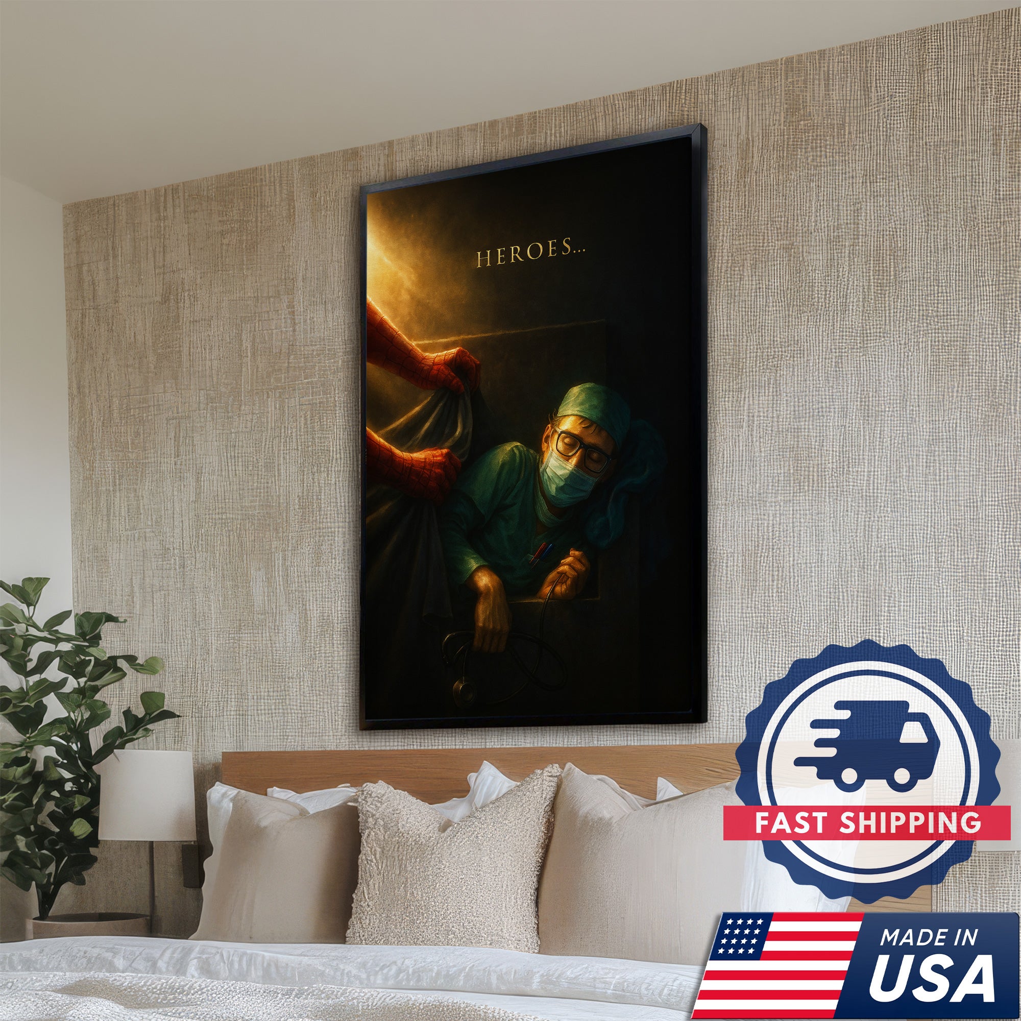 Heroes Is Nurse Canvas, Funny Medical Gift for RN LPN CNA Healthcare Workers