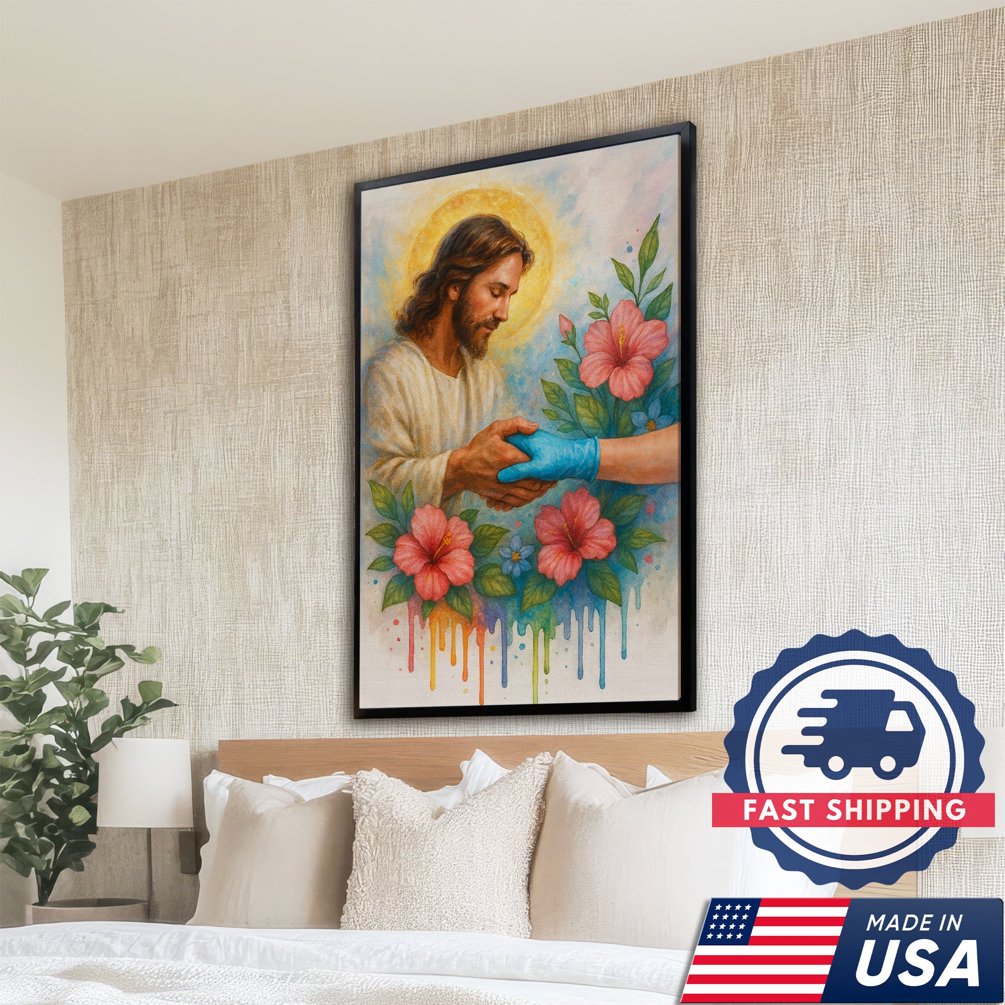 Christian Nurse Canvas, Religious Healthcare Wall Decor, Healing Hand of God, RN LPN CNA Gift