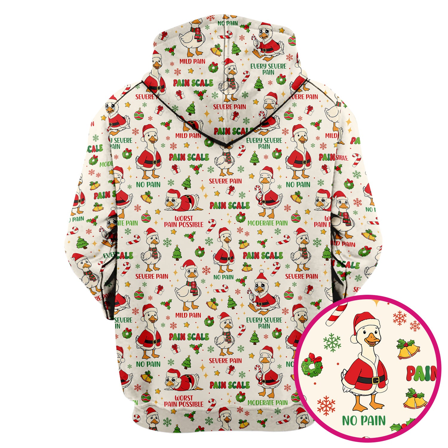 Funny Goose Christmas Scrub Top - Pain Scale Nurse Pattern Shirt - Cute Holiday Medical Scrubs for Women