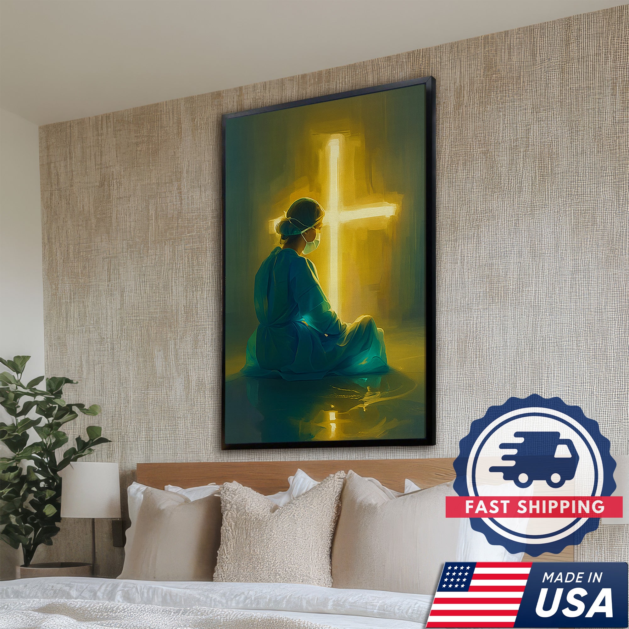 Nurse Christian Canvas Art, Religious Nurse Gift, Spiritual Gift for RN LPN CNA Healthcare Workers