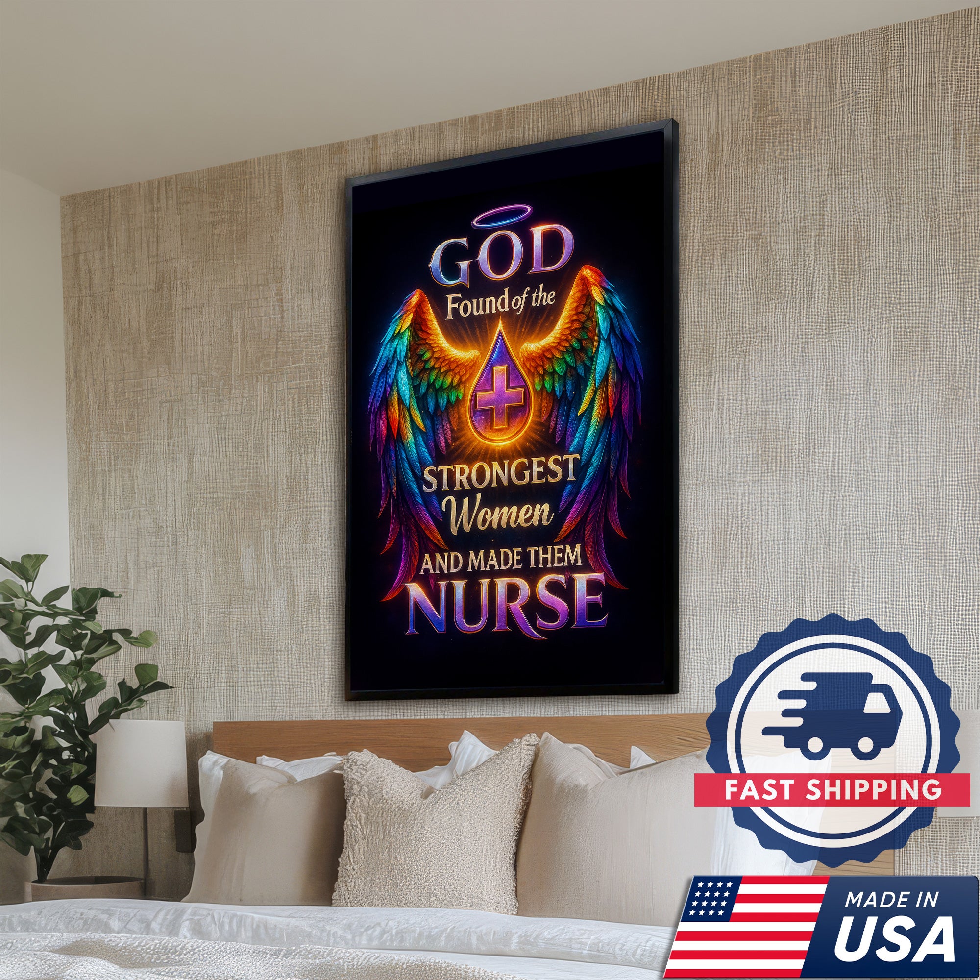 Christian Nurse Canvas Wall Art Strongest Women, Religious Inspirational Gift for RN LPN CNA